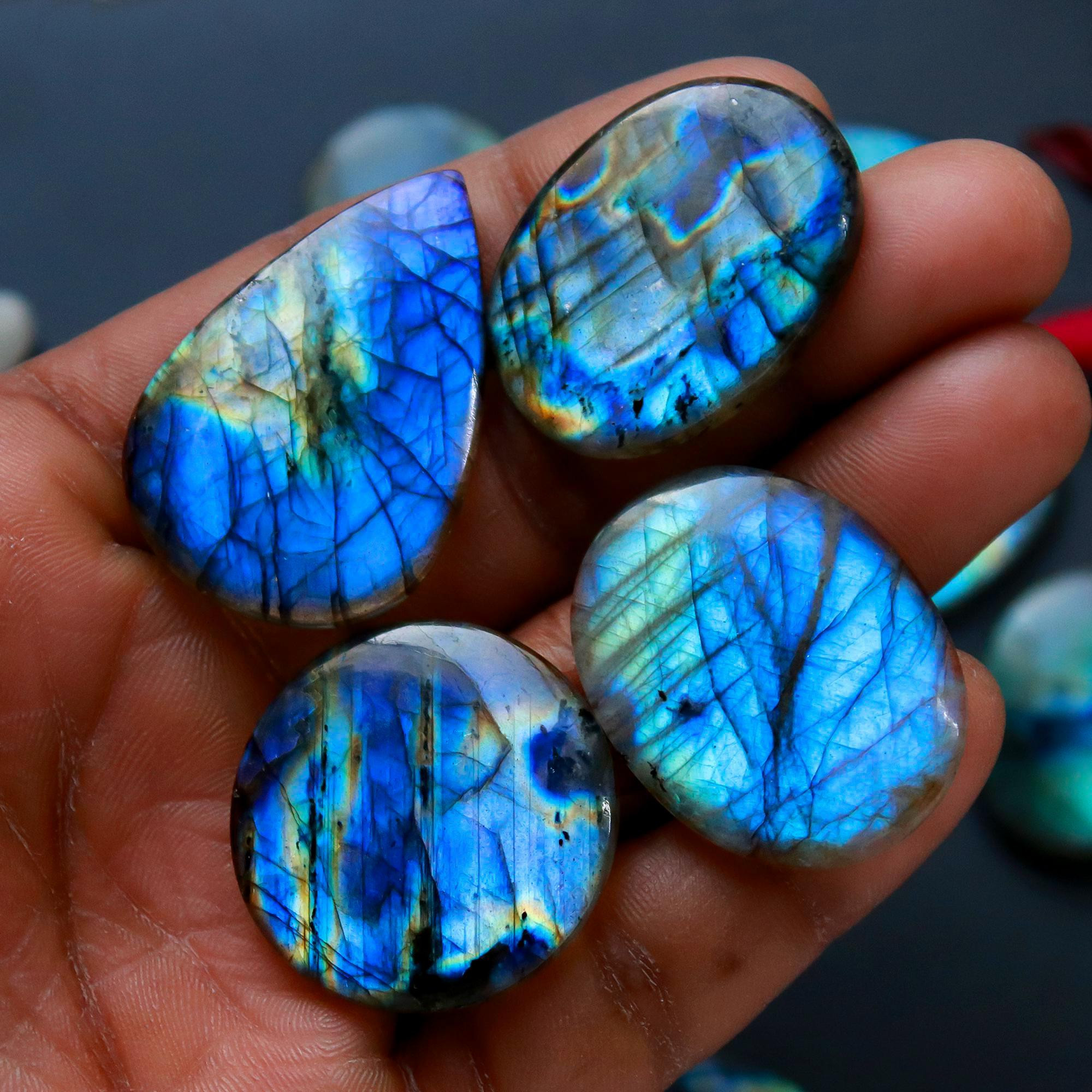 15 Pcs 367 Cts Natural Blue Labradorite Gemstone Cabochon Semi Precious Wholesale Lot Handmade Jewelry Making Supplies Pendant For Her 35x22 20x20mm13797