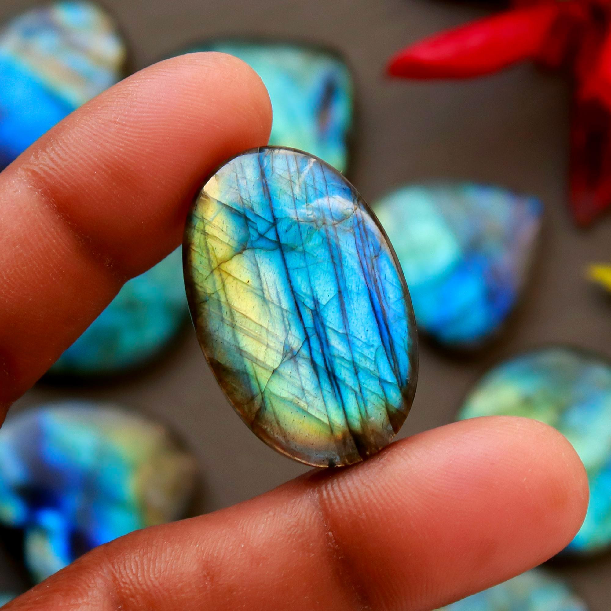 13 Pcs 382 Cts Natural Blue Labradorite Gemstone Cabochon Semi Precious Wholesale Lot Handmade Jewelry Making Supplies Pendant For Her 54x50 22x22mm13798