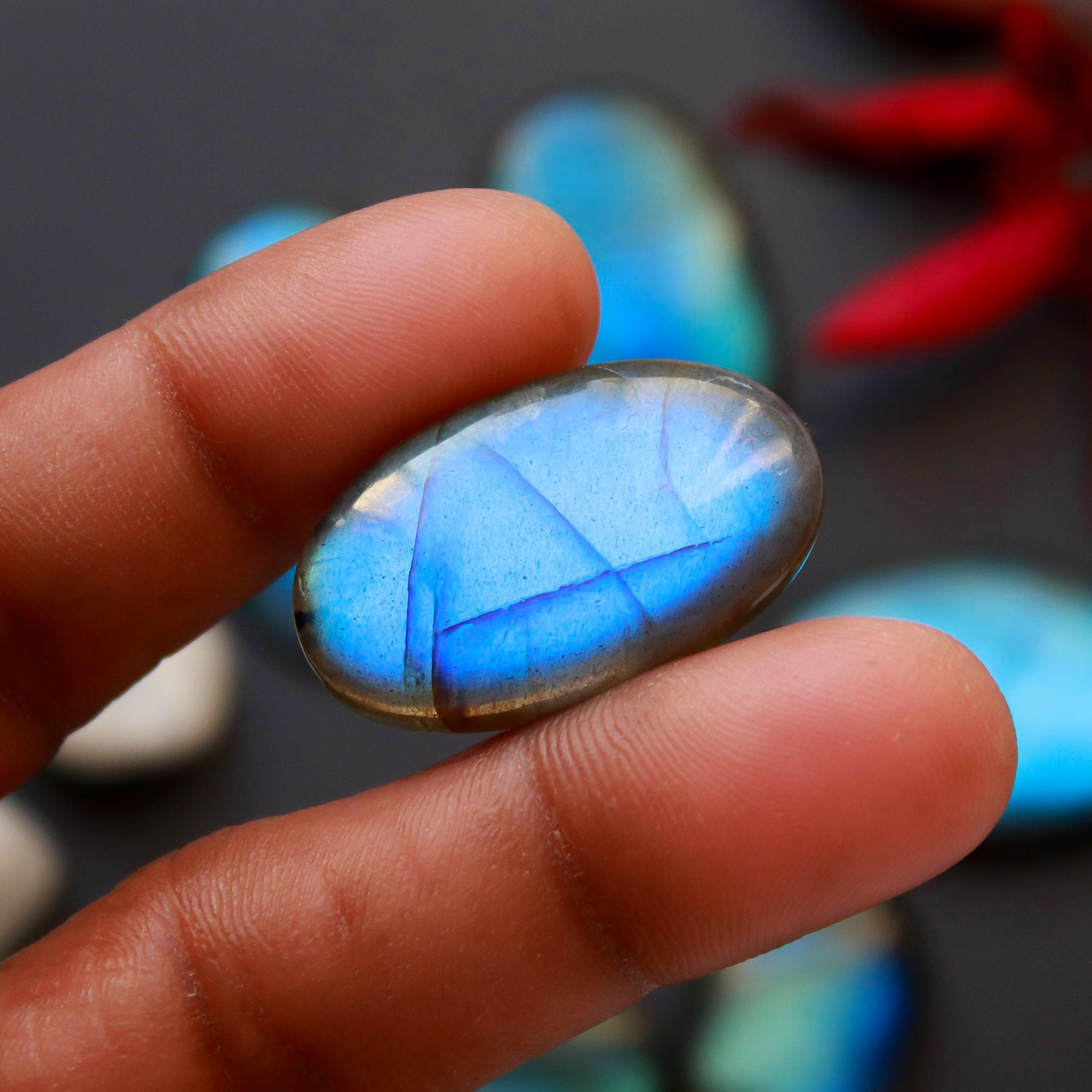 6 Pcs 216 Cts Natural Blue Labradorite Gemstone Cabochon Semi Precious Wholesale Lot Handmade Jewelry Making Supplies Pendant For Her 40x25 30x19mm13801