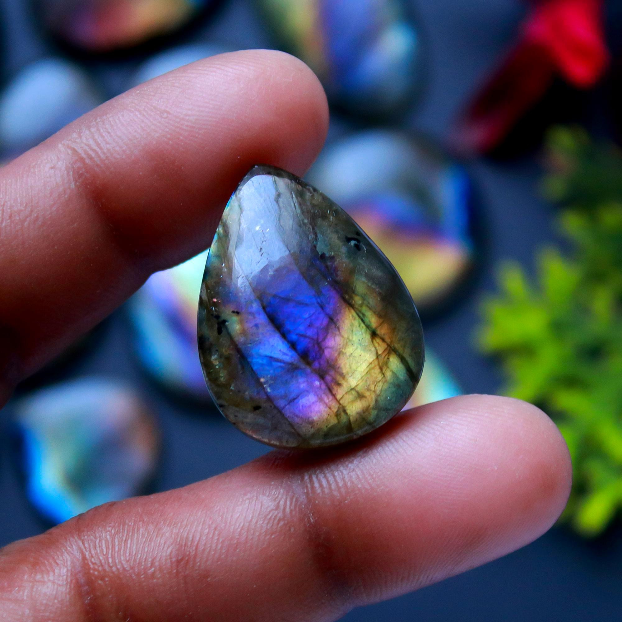 12 Pcs 294 Cts Natural Blue Labradorite Gemstone Cabochon Semi Precious Wholesale Lot Handmade Jewelry Making Supplies Pendant For Her 41x26 24x13mm13804