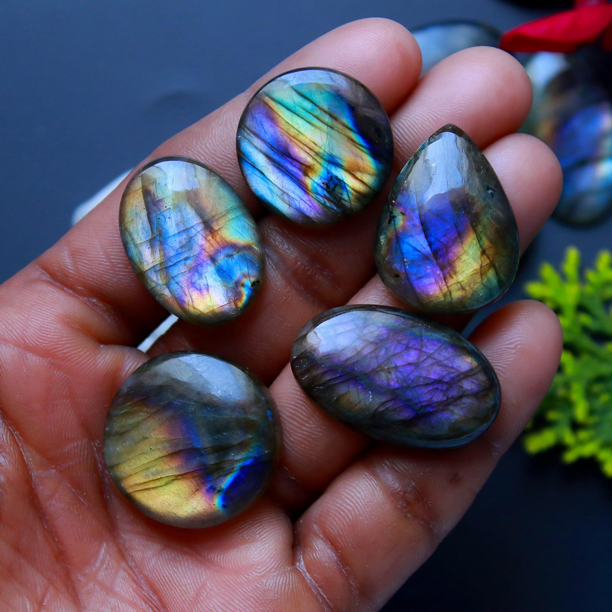 12 Pcs 294 Cts Natural Blue Labradorite Gemstone Cabochon Semi Precious Wholesale Lot Handmade Jewelry Making Supplies Pendant For Her 41x26 24x13mm13804