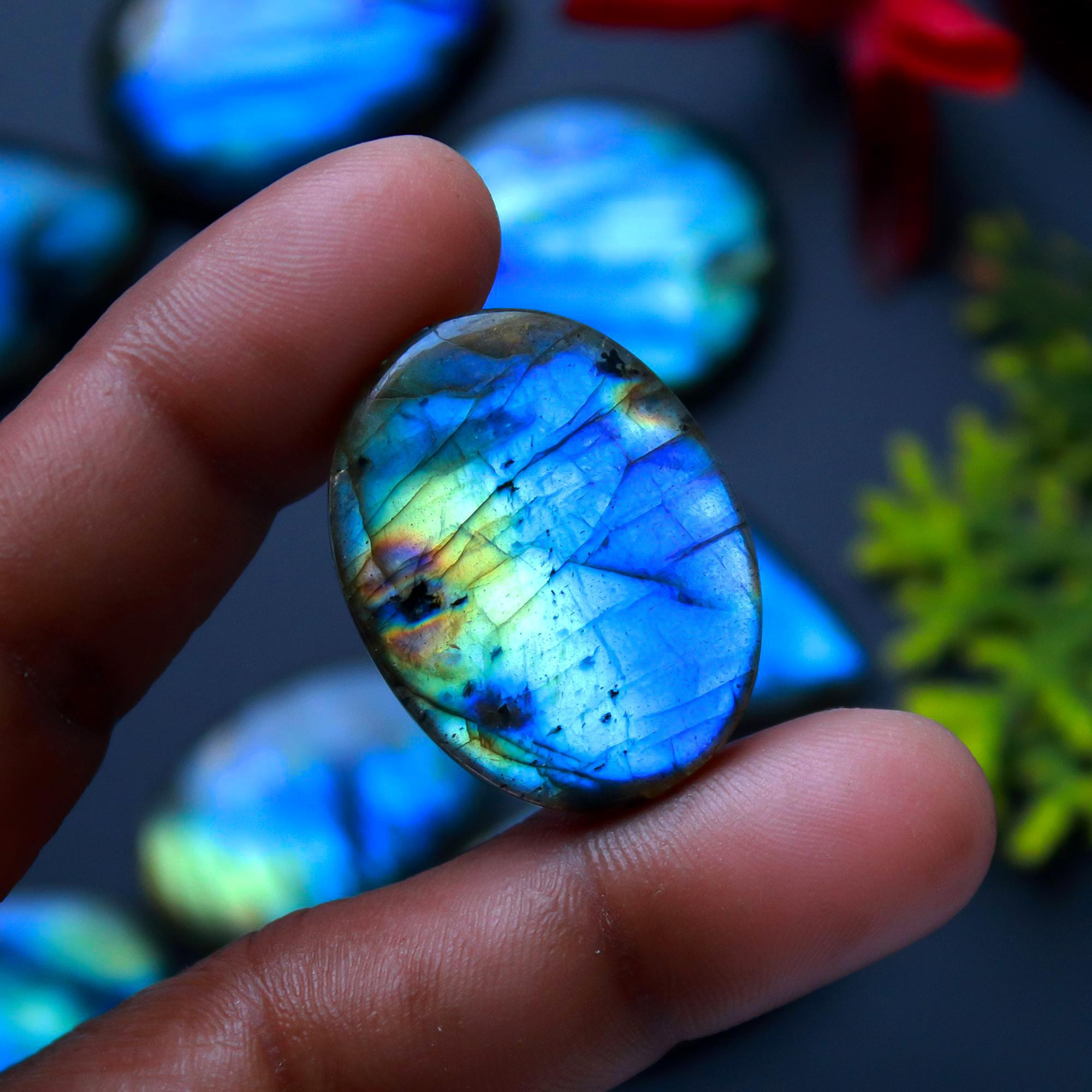 10 Pcs 342 Cts Natural Blue Labradorite Gemstone Cabochon Semi Precious Wholesale Lot Handmade Jewelry Making Supplies Pendant For Her 35x20 22x22mm13806