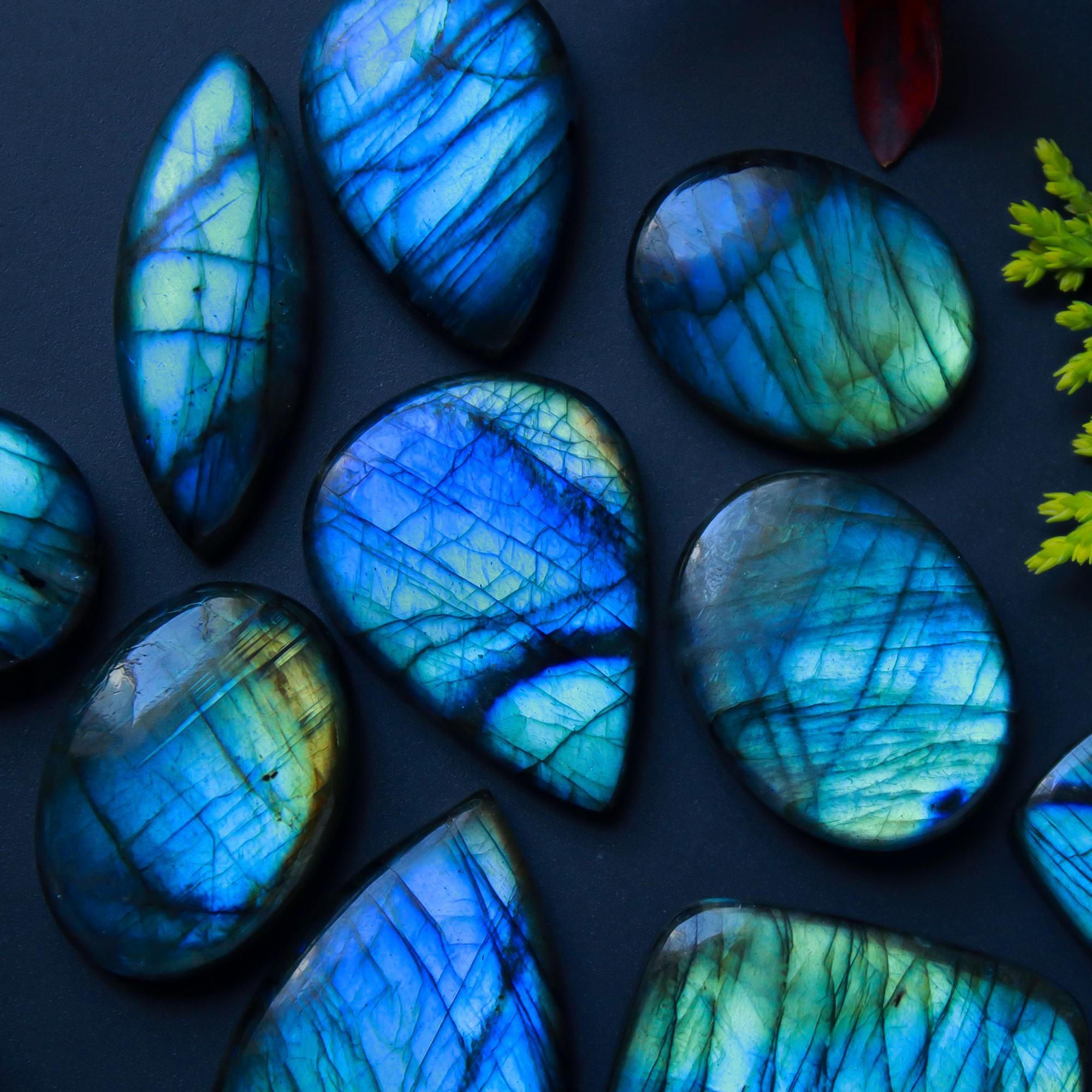 10 Pcs 341 Cts Natural Blue Labradorite Gemstone Cabochon Semi Precious Wholesale Lot Handmade Jewelry Making Supplies Pendant For Her 35x24 20x20mm13807