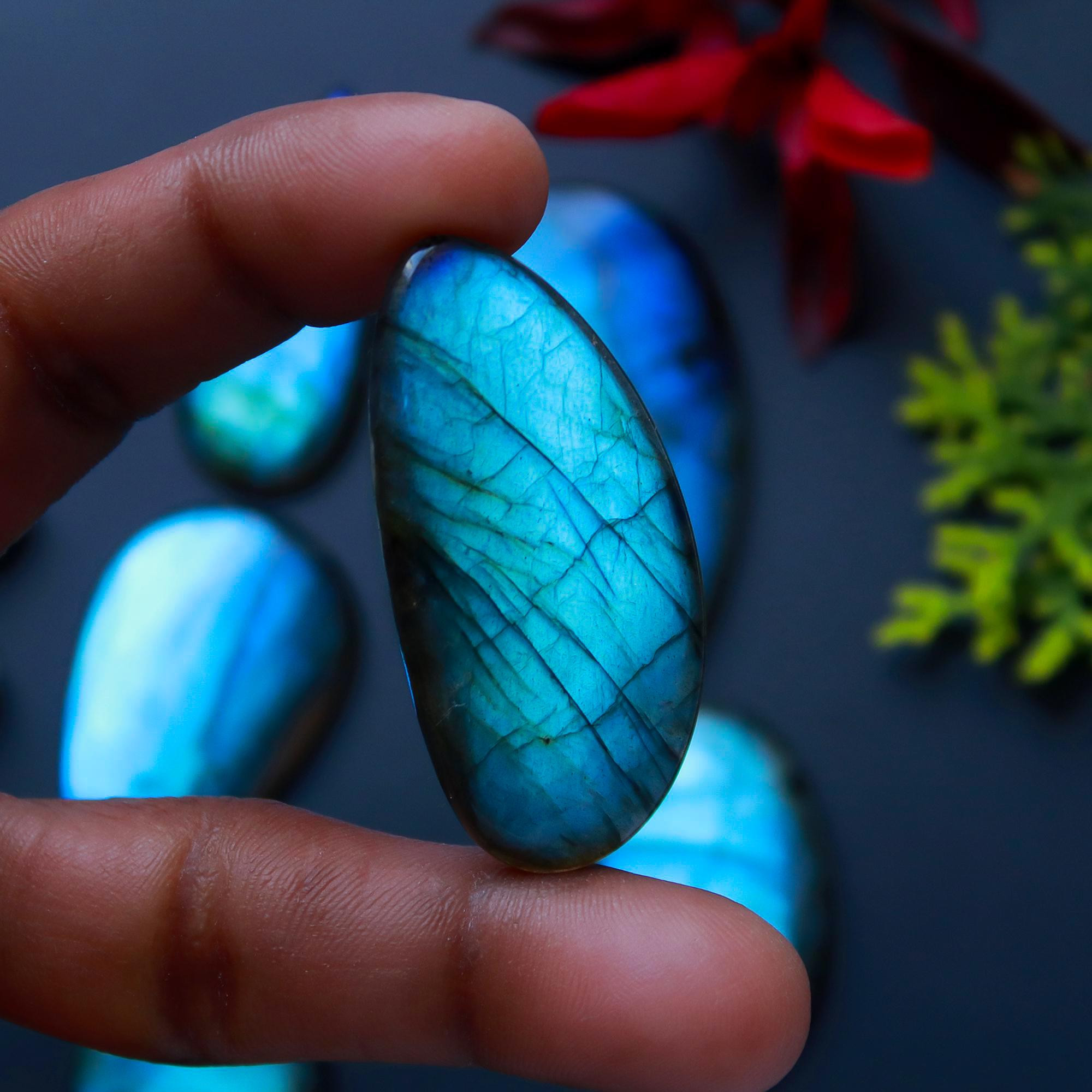 6 Pcs 255 Cts Natural Blue Labradorite Gemstone Cabochon Semi Precious Wholesale Lot Handmade Jewelry Making Supplies Pendant For Her 51x33 24x24mm13808