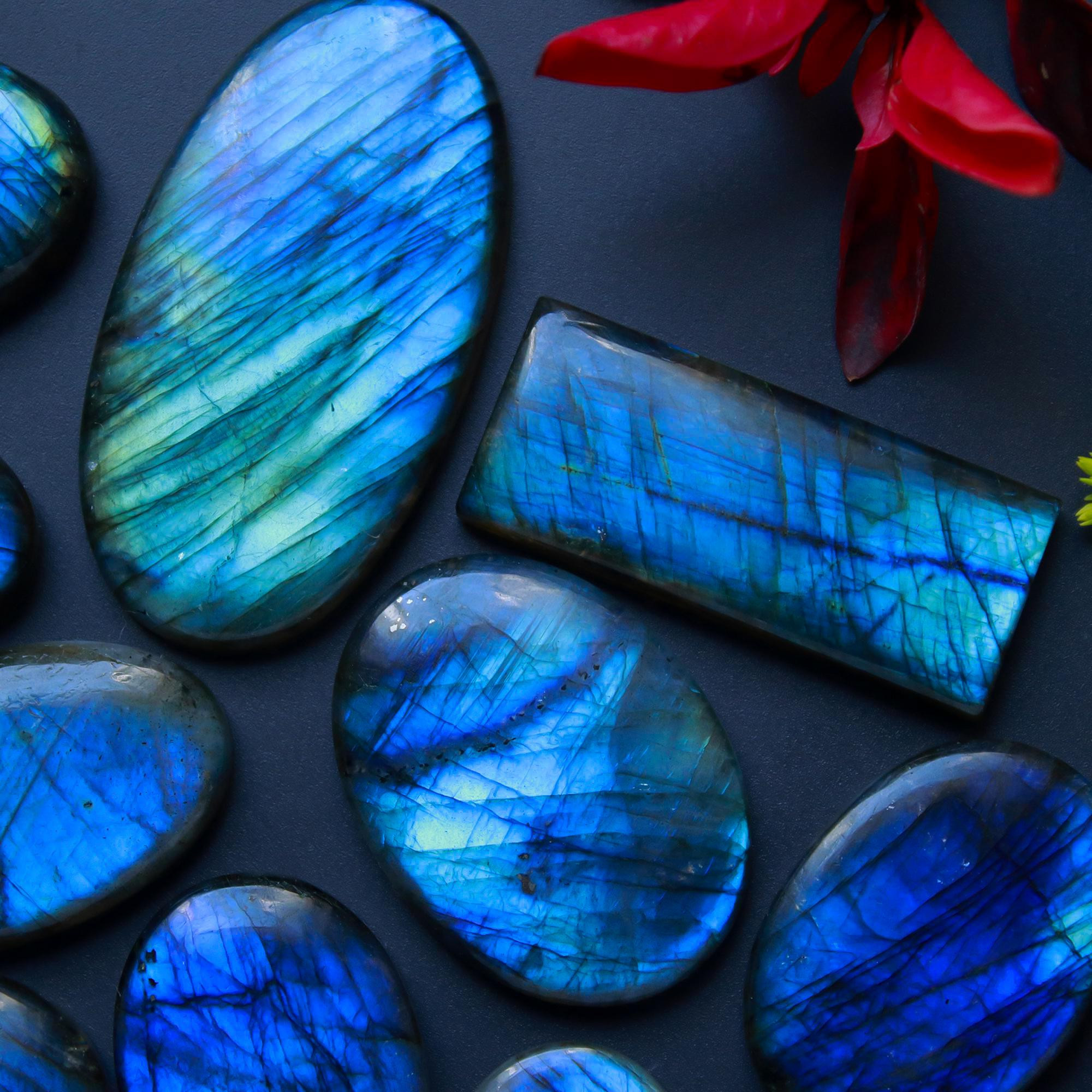 10 Pcs 382 Cts Natural Blue Labradorite Gemstone Cabochon Semi Precious Wholesale Lot Handmade Jewelry Making Supplies Pendant For Her 50x27 30x19mm13809