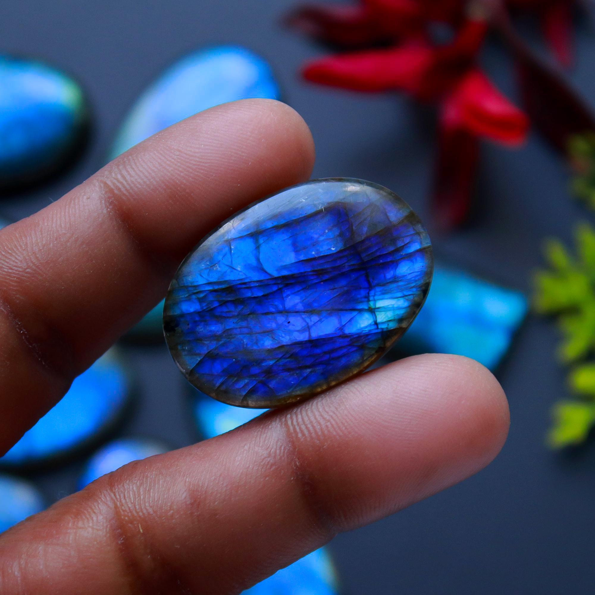 10 Pcs 382 Cts Natural Blue Labradorite Gemstone Cabochon Semi Precious Wholesale Lot Handmade Jewelry Making Supplies Pendant For Her 50x27 30x19mm13809