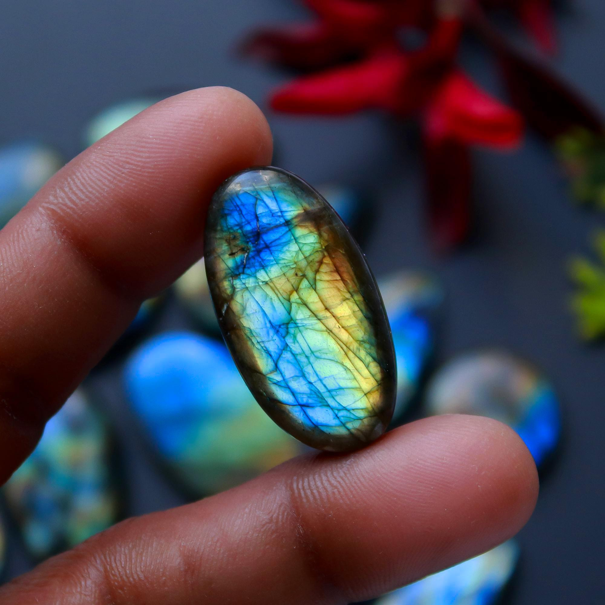 17 Pcs 328 Cts Natural Blue Labradorite Gemstone Cabochon Semi Precious Wholesale Lot Handmade Jewelry Making Supplies Pendant For Her 39x12 24x13mm13810