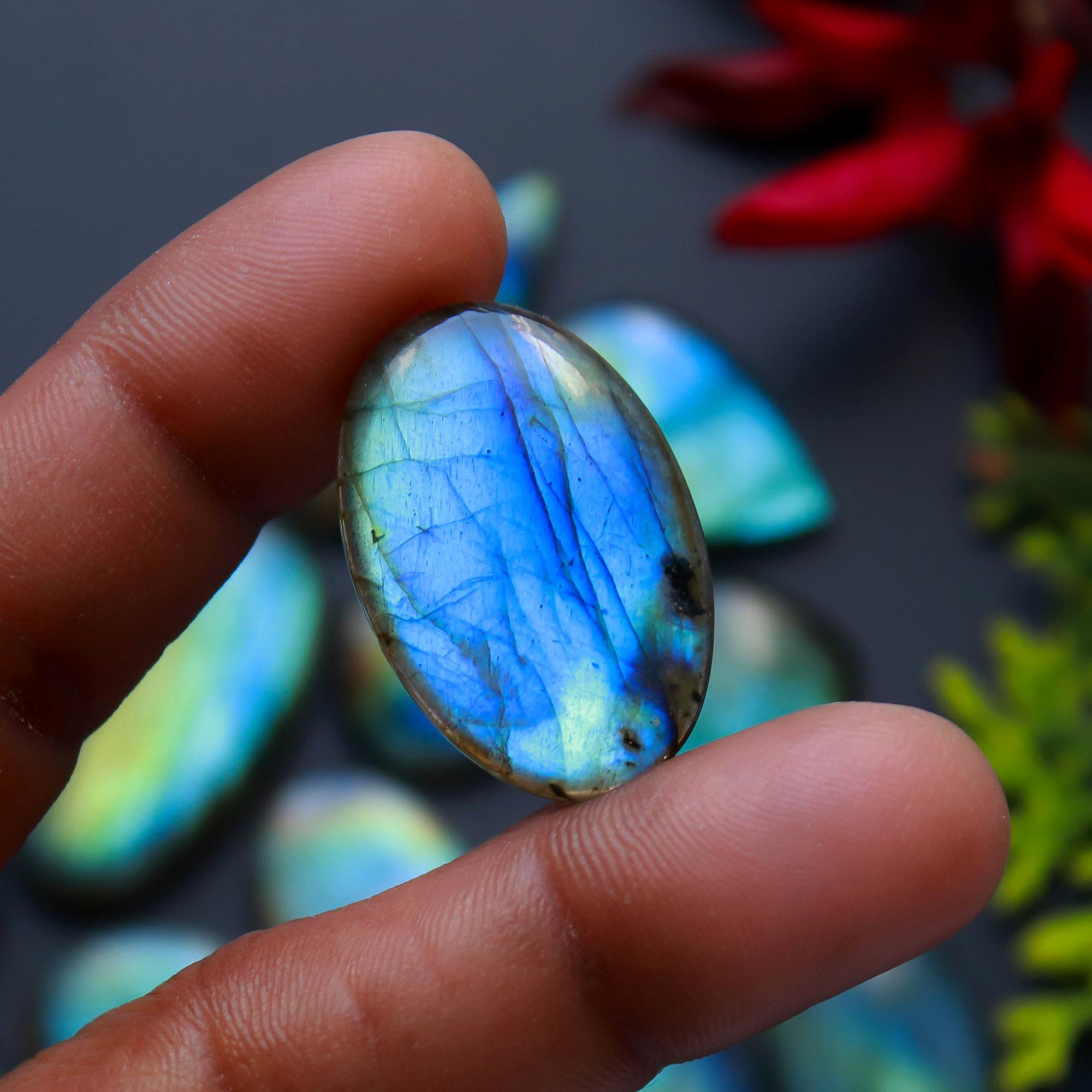 18 Pcs 333 Cts Natural Blue Labradorite Gemstone Cabochon Semi Precious Wholesale Lot Handmade Jewelry Making Supplies Pendant For Her 31x19 18x18mm13812