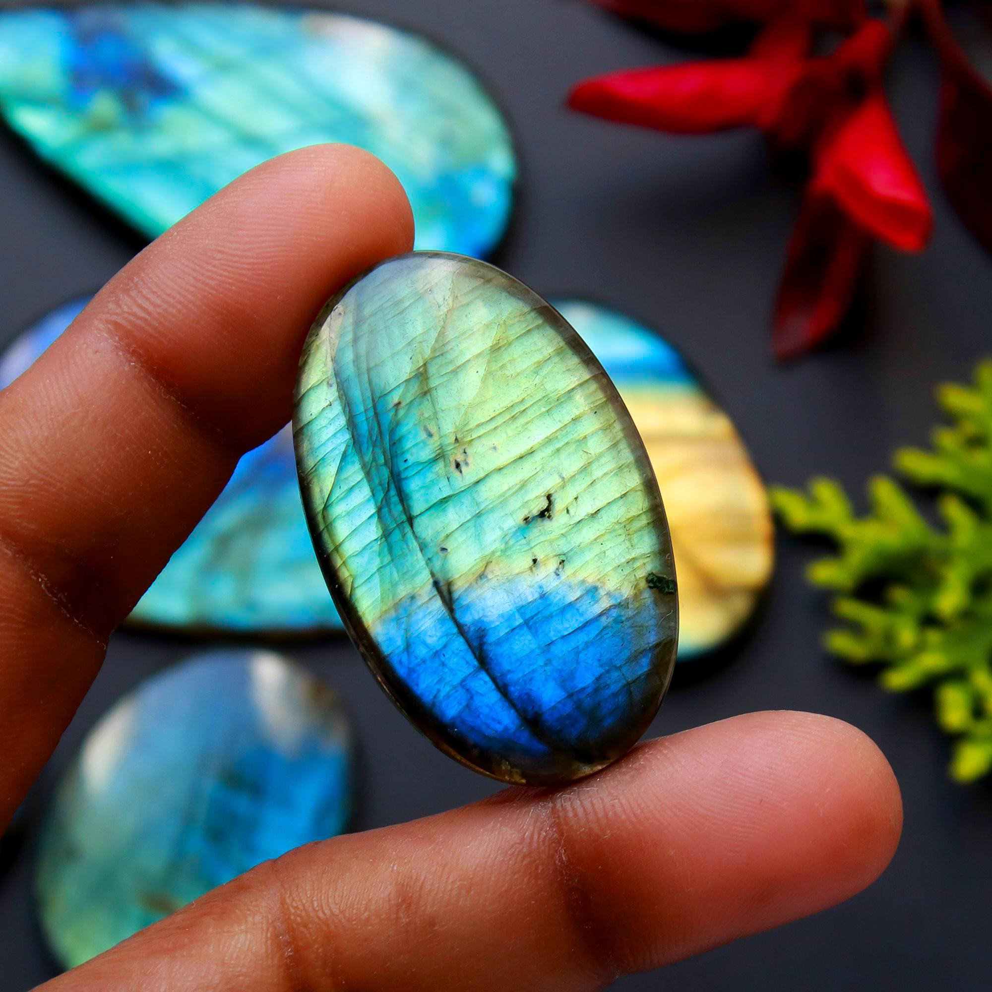 6 Pcs 298 Cts Natural Blue Labradorite Gemstone Cabochon Semi Precious Wholesale Lot Handmade Jewelry Making Supplies Pendant For Her 58x32 32x32mm13818