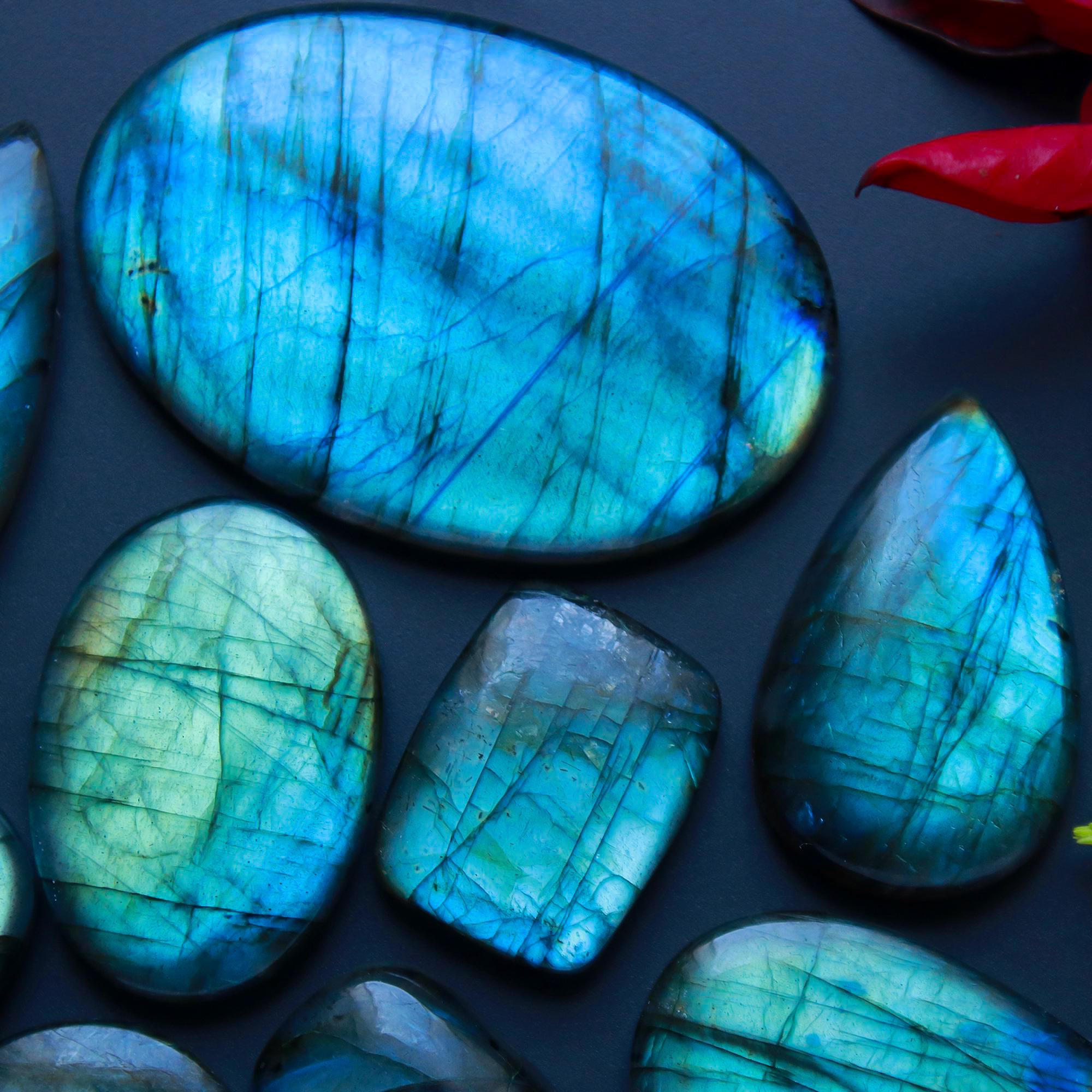 9 Pcs 345 Cts Natural Blue Labradorite Gemstone Cabochon Semi Precious Wholesale Lot Handmade Jewelry Making Supplies Pendant For Her 50x45 23x18mm13821