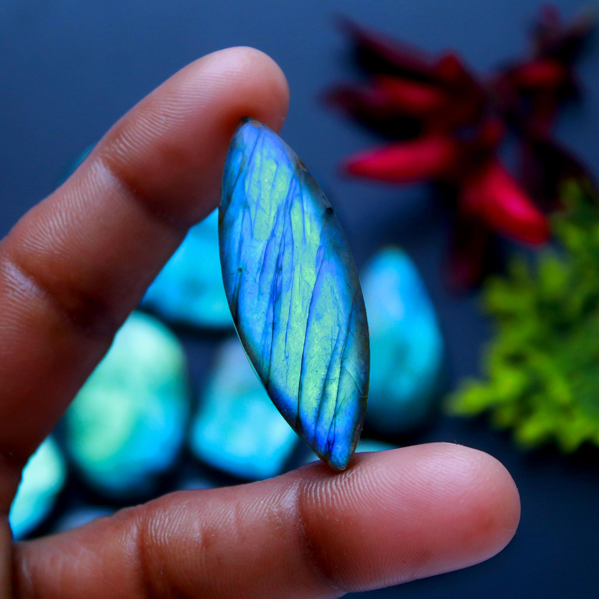 9 Pcs 345 Cts Natural Blue Labradorite Gemstone Cabochon Semi Precious Wholesale Lot Handmade Jewelry Making Supplies Pendant For Her 50x45 23x18mm13821