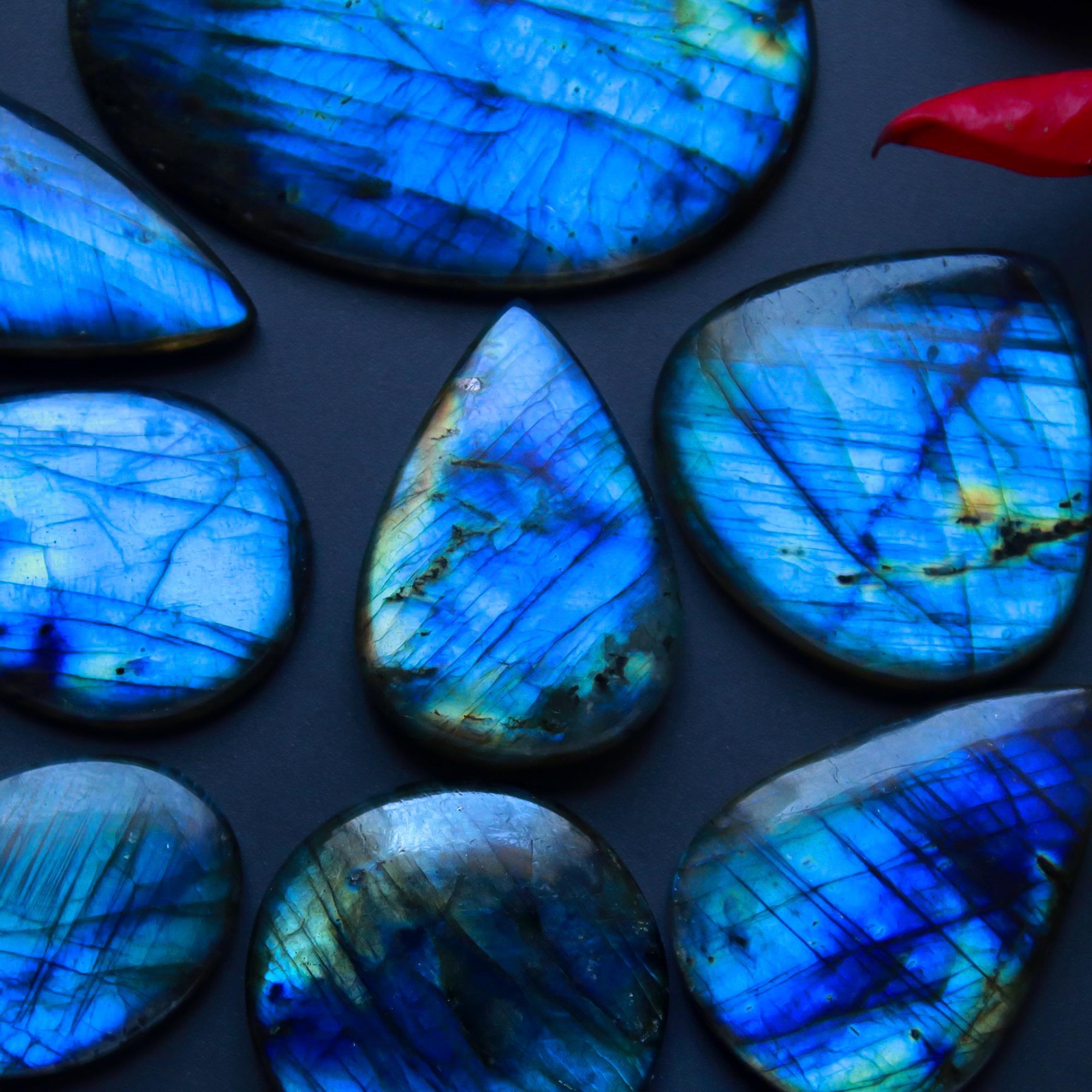 8 Pcs 250 Cts Natural Blue Labradorite Gemstone Cabochon Semi Precious Wholesale Lot Handmade Jewelry Making Supplies Pendant For Her 45x30 21x19mm13822