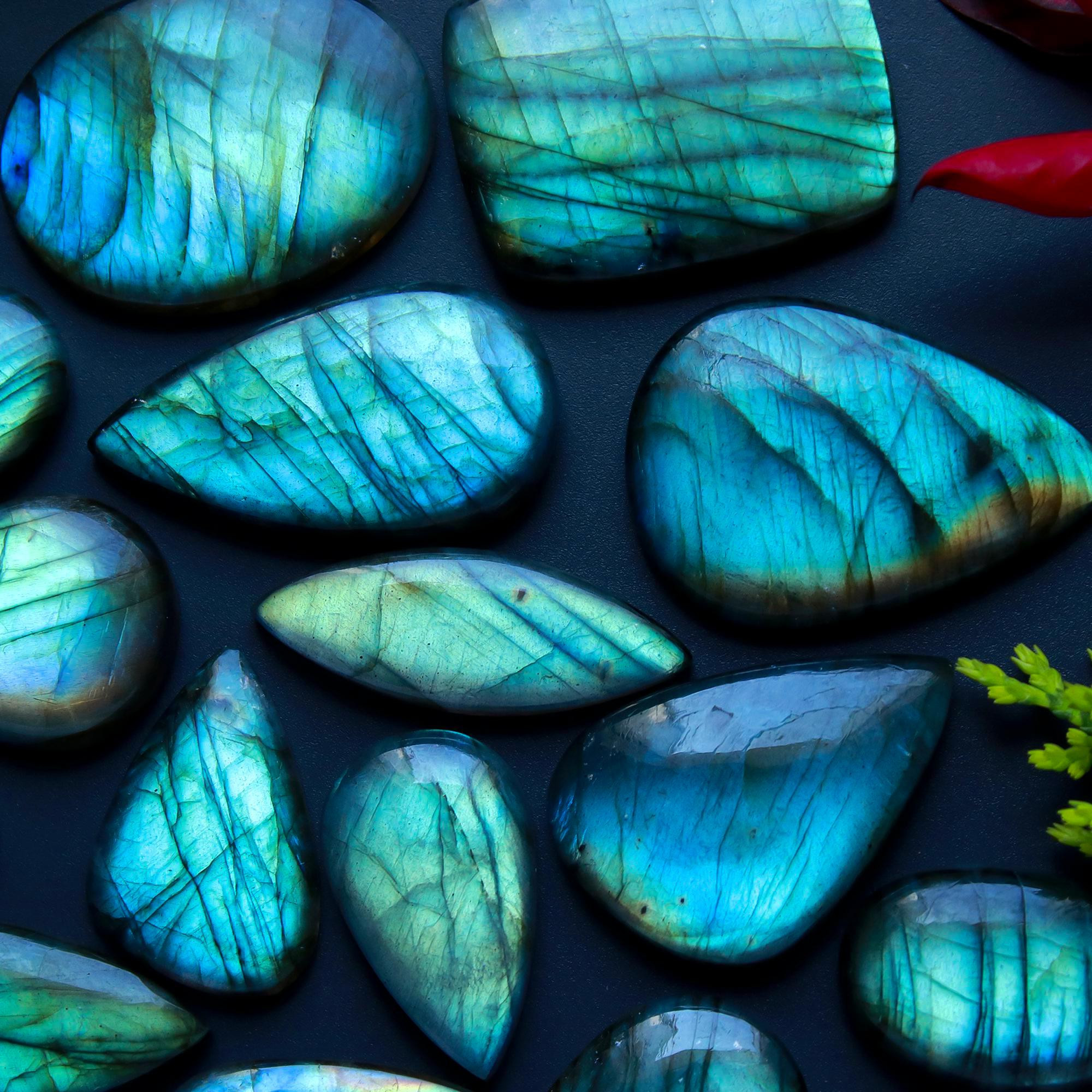 15 Pcs 364 Cts Natural Blue Labradorite Gemstone Cabochon Semi Precious Wholesale Lot Handmade Jewelry Making Supplies Pendant For Her 36x25 20x20mm13826