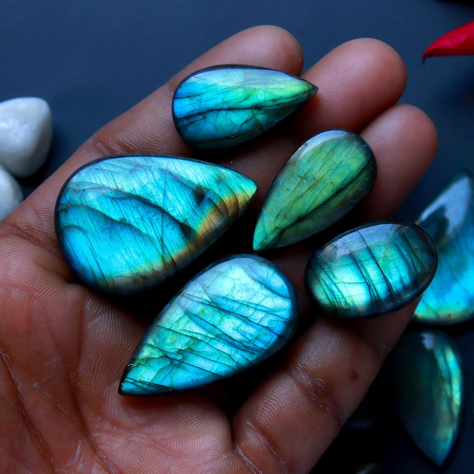 15 Pcs 364 Cts Natural Blue Labradorite Gemstone Cabochon Semi Precious Wholesale Lot Handmade Jewelry Making Supplies Pendant For Her 36x25 20x20mm13826