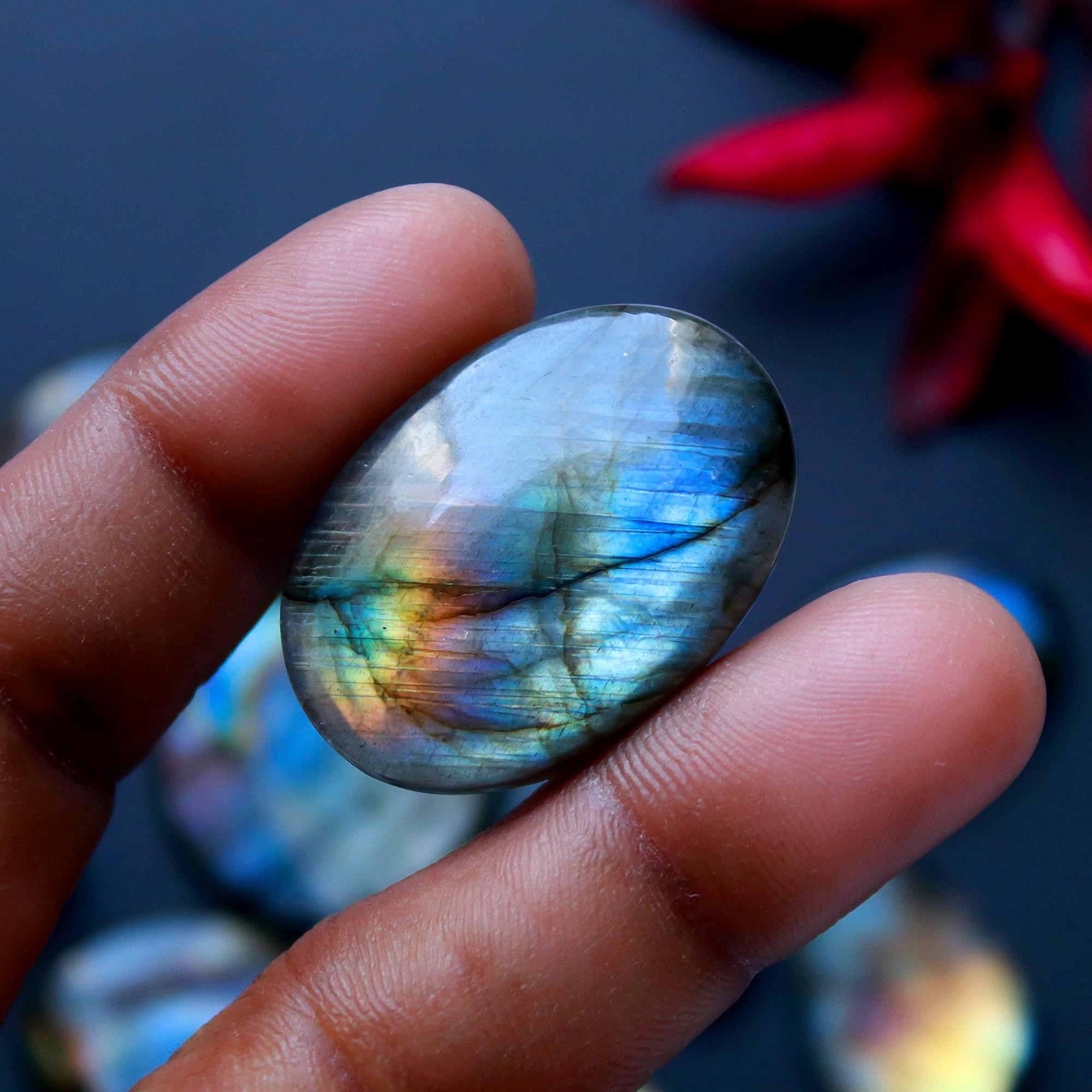 9 Pcs 190 Cts Natural Blue Labradorite Gemstone Cabochon Semi Precious Wholesale Lot Handmade Jewelry Making Supplies Pendant For Her 30x21 20x13mm13830