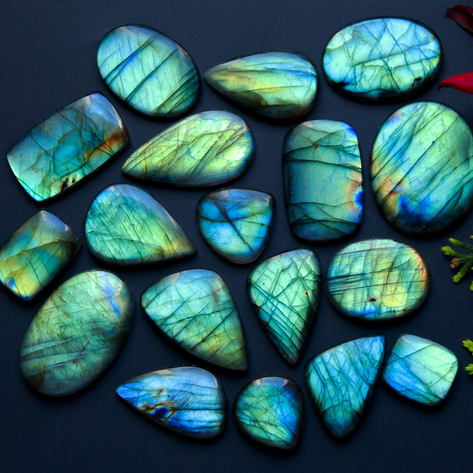 18 Pcs 287 Cts Natural Blue Labradorite Gemstone Cabochon Semi Precious Wholesale Lot Handmade Jewelry Making Supplies Pendant For Her 30x20 15x12mm13832