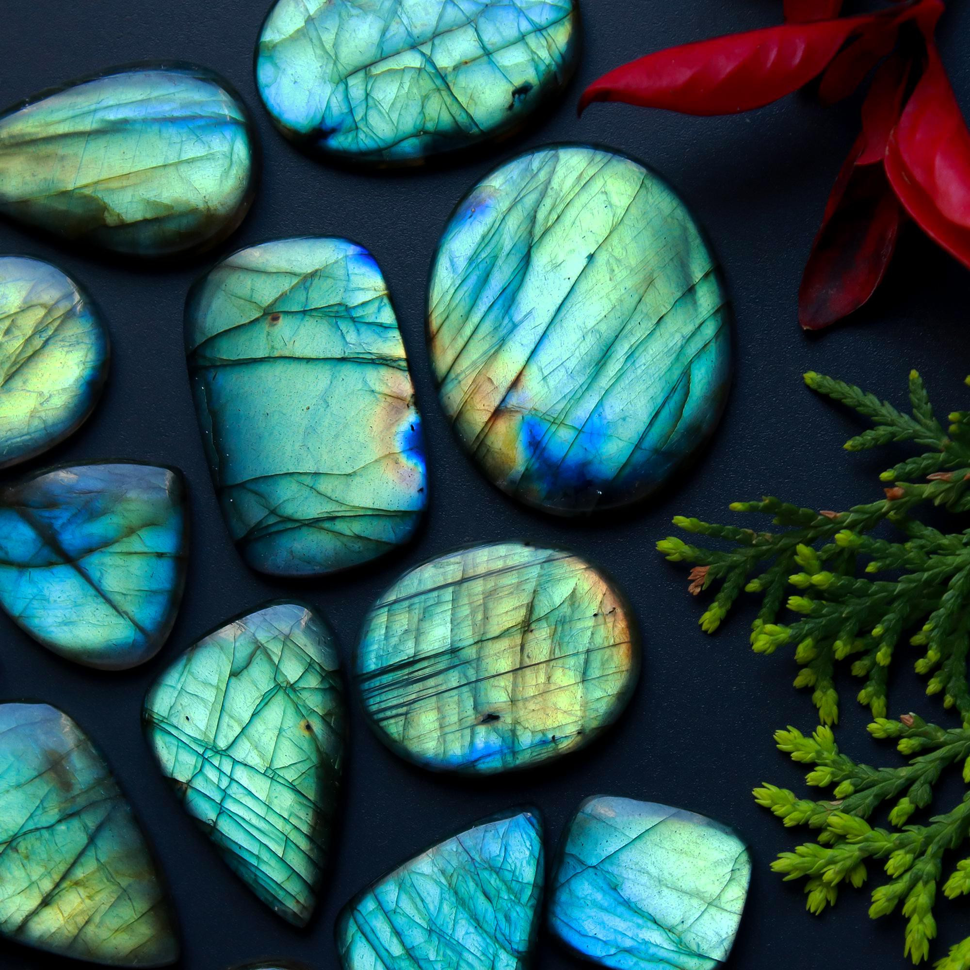 18 Pcs 287 Cts Natural Blue Labradorite Gemstone Cabochon Semi Precious Wholesale Lot Handmade Jewelry Making Supplies Pendant For Her 30x20 15x12mm13832