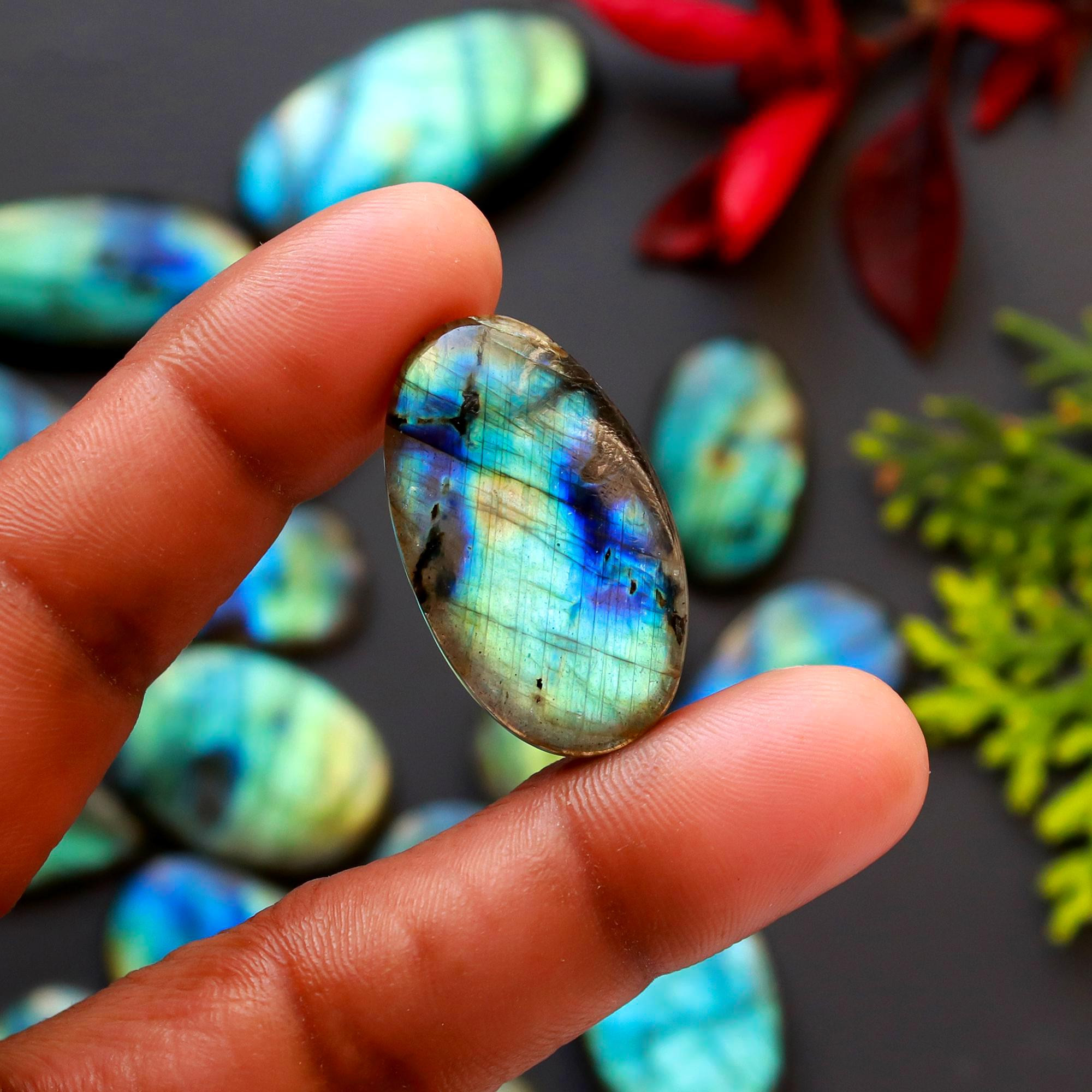 17 Pcs 361 Cts Natural Blue Labradorite Gemstone Cabochon Semi Precious Wholesale Lot Handmade Jewelry Making Supplies Pendant For Her 37x20 20x12mm13834