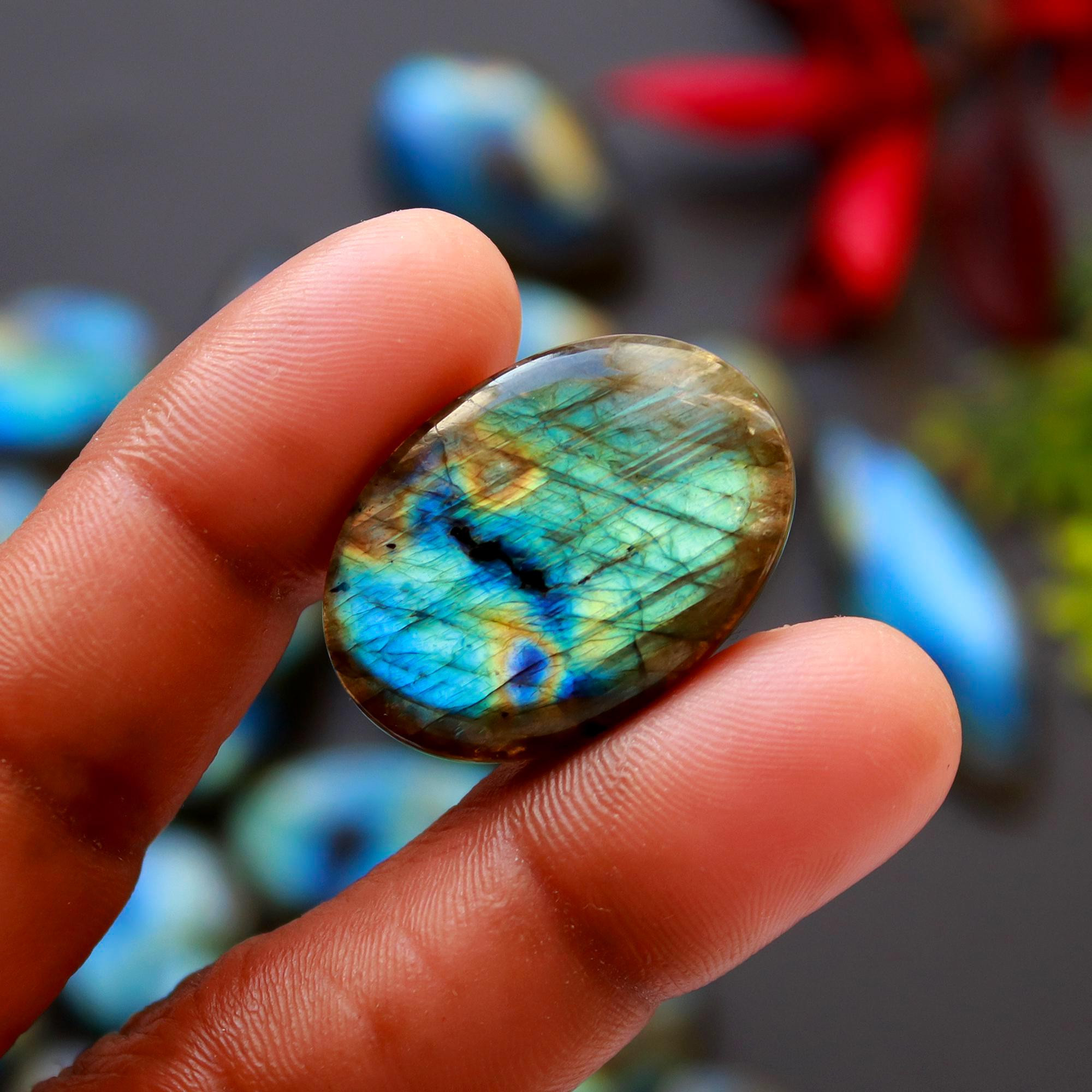 19 Pcs 345 Cts Natural Blue Labradorite Gemstone Cabochon Semi Precious Wholesale Lot Handmade Jewelry Making Supplies Pendant For Her 39x12 13x13mm13835