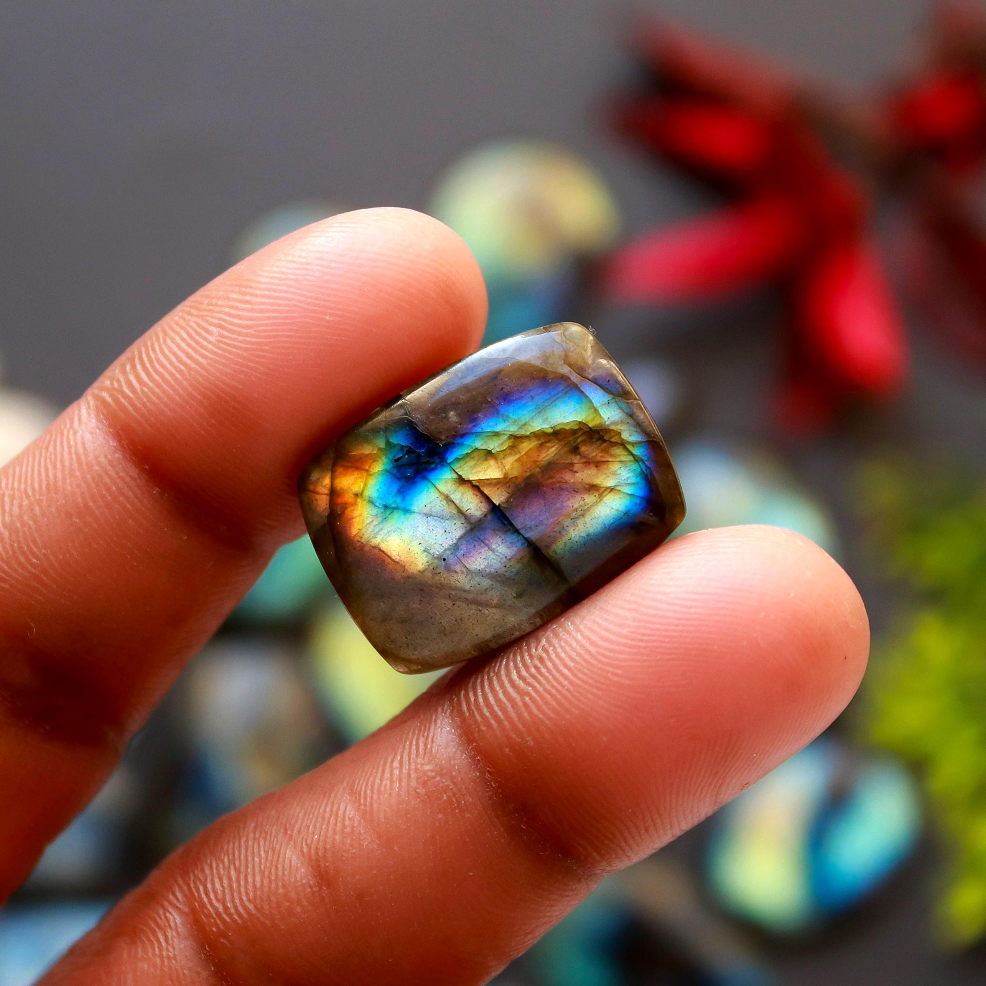 18 Pcs 366 Cts Natural Blue Labradorite Gemstone Cabochon Semi Precious Wholesale Lot Handmade Jewelry Making Supplies Pendant For Her 45x15 20x18mm13836