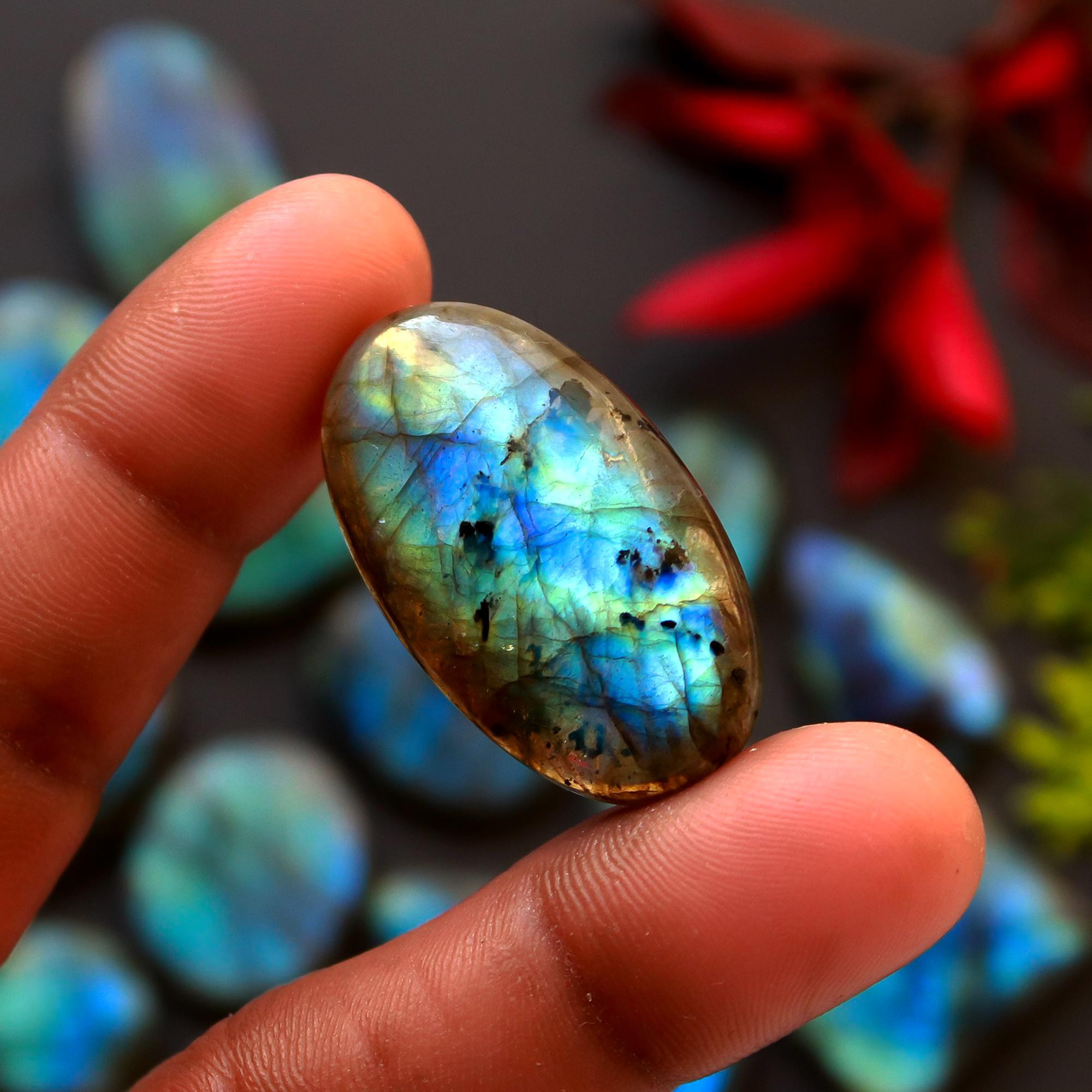 18 Pcs 331 Cts Natural Blue Labradorite Gemstone Cabochon Semi Precious Wholesale Lot Handmade Jewelry Making Supplies Pendant For Her 31x20 12x12mm13837