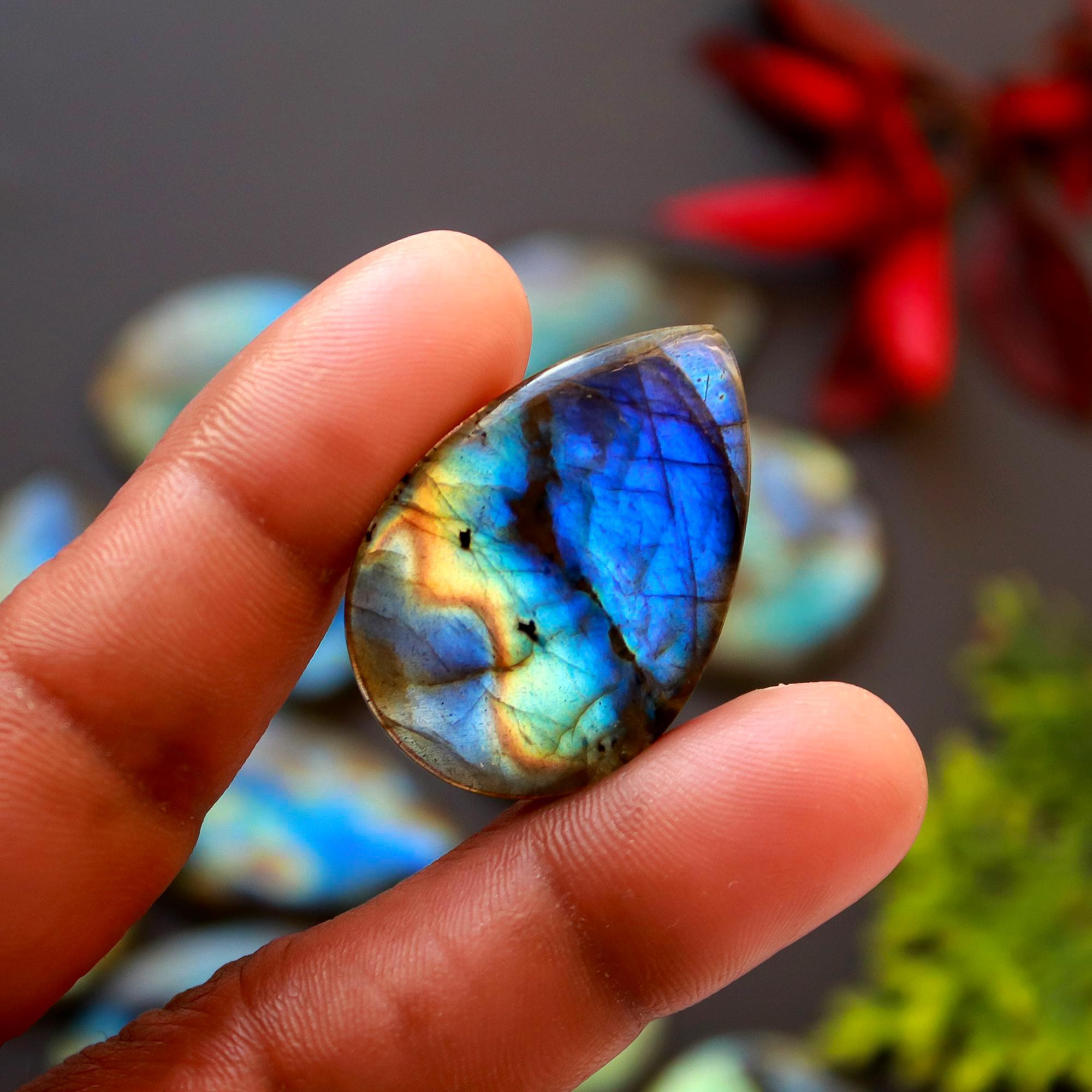 14 Pcs 423 Cts Natural Blue Labradorite Gemstone Cabochon Semi Precious Wholesale Lot Handmade Jewelry Making Supplies Pendant For Her 37x25 20x20mm13838