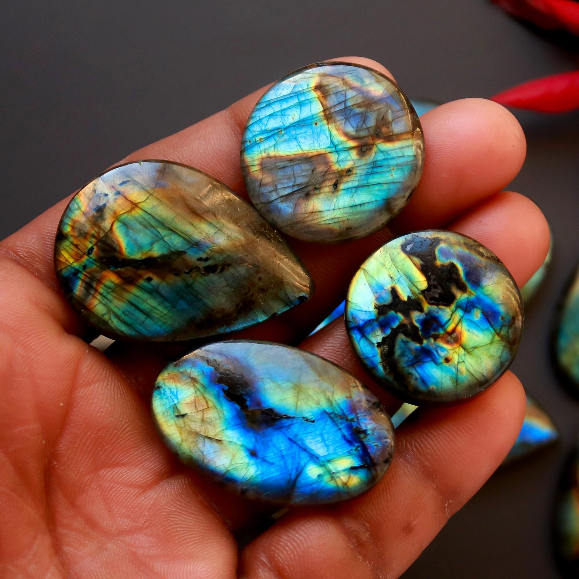 14 Pcs 423 Cts Natural Blue Labradorite Gemstone Cabochon Semi Precious Wholesale Lot Handmade Jewelry Making Supplies Pendant For Her 37x25 20x20mm13838