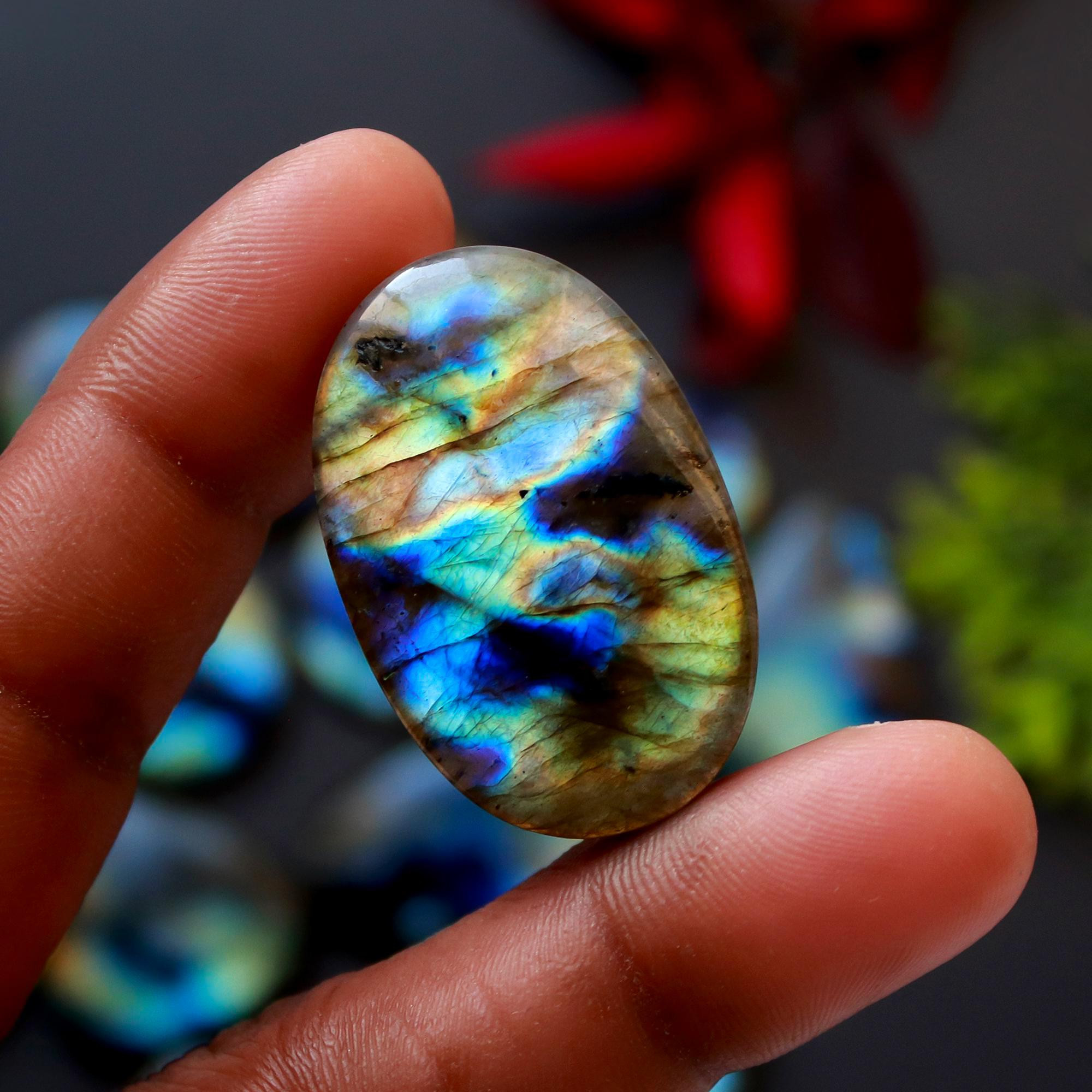 13 Pcs 398 Cts Natural Blue Labradorite Gemstone Cabochon Semi Precious Wholesale Lot Handmade Jewelry Making Supplies Pendant For Her 36x20 20x20mm13839