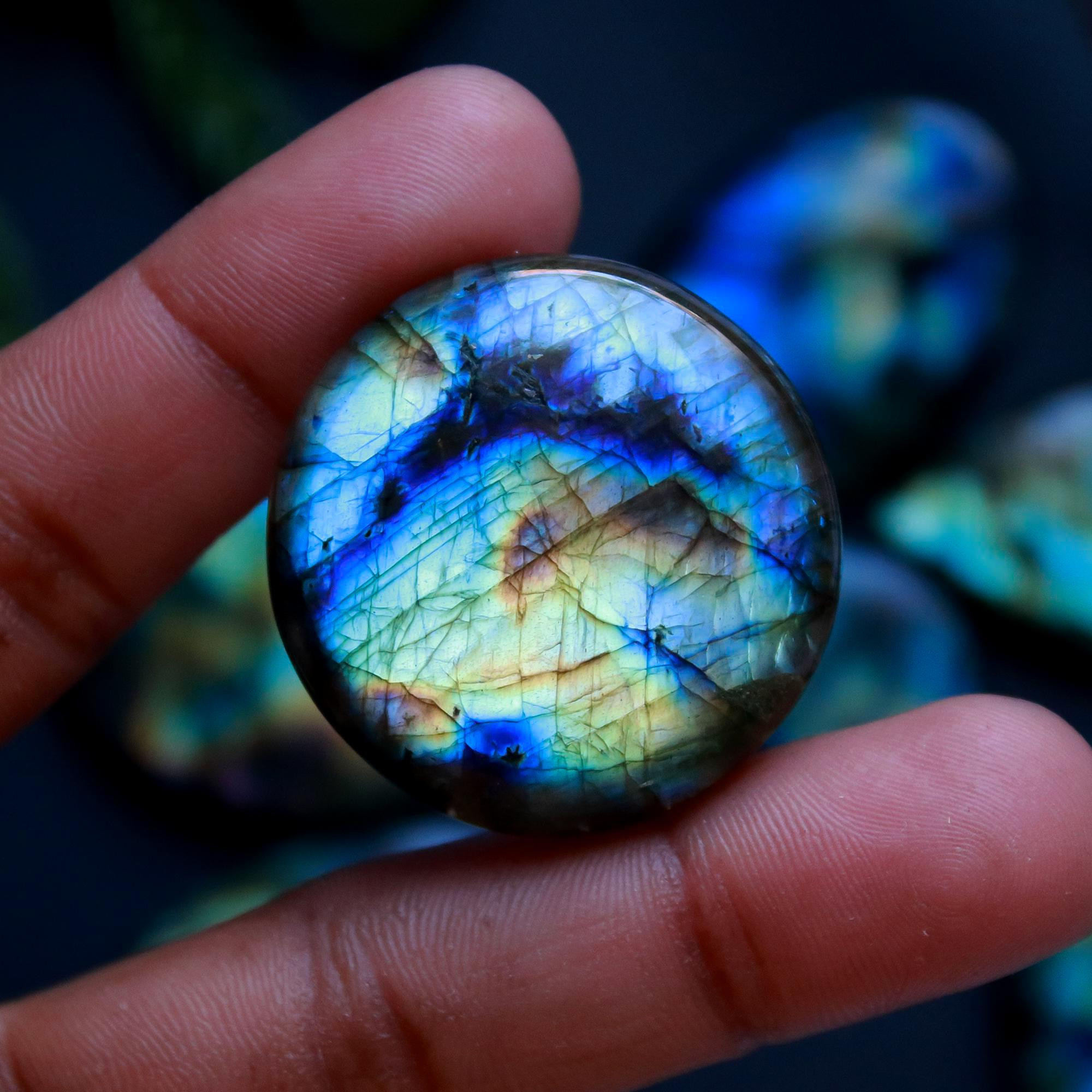 7 Pcs 462 Cts Natural Blue Labradorite Gemstone Cabochon Semi Precious Wholesale Lot Handmade Jewelry Making Supplies Pendant For Her 41x41 45x26mm13844