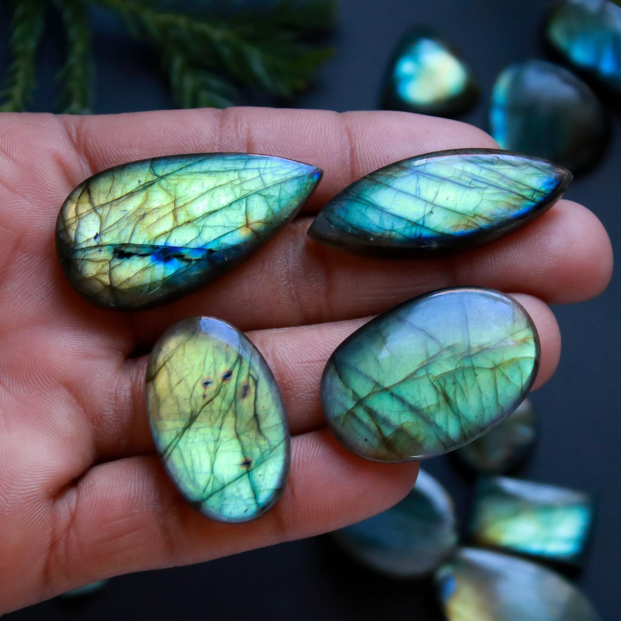 14 Pcs 402 Cts Natural Blue Labradorite Gemstone Cabochon Semi Precious Wholesale Lot Handmade Jewelry Making Supplies Pendant For Her 40x21 15x15mm13846