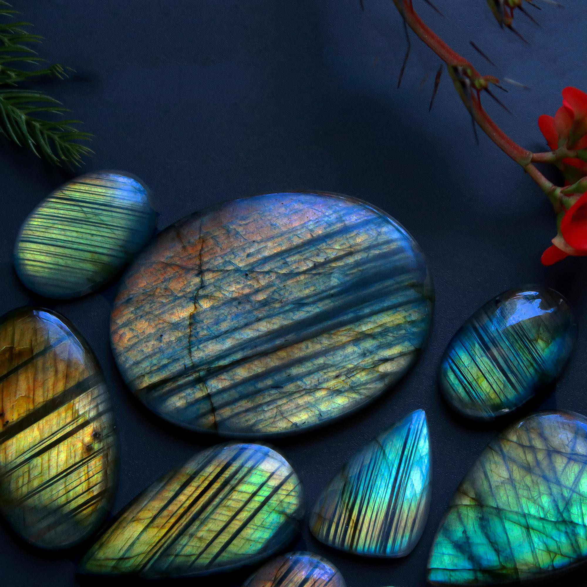 10 Pcs 326 Cts Natural Blue Labradorite Gemstone Cabochon Semi Precious Wholesale Lot Handmade Jewelry Making Supplies Pendant For Her 50x37 25x15mm13849