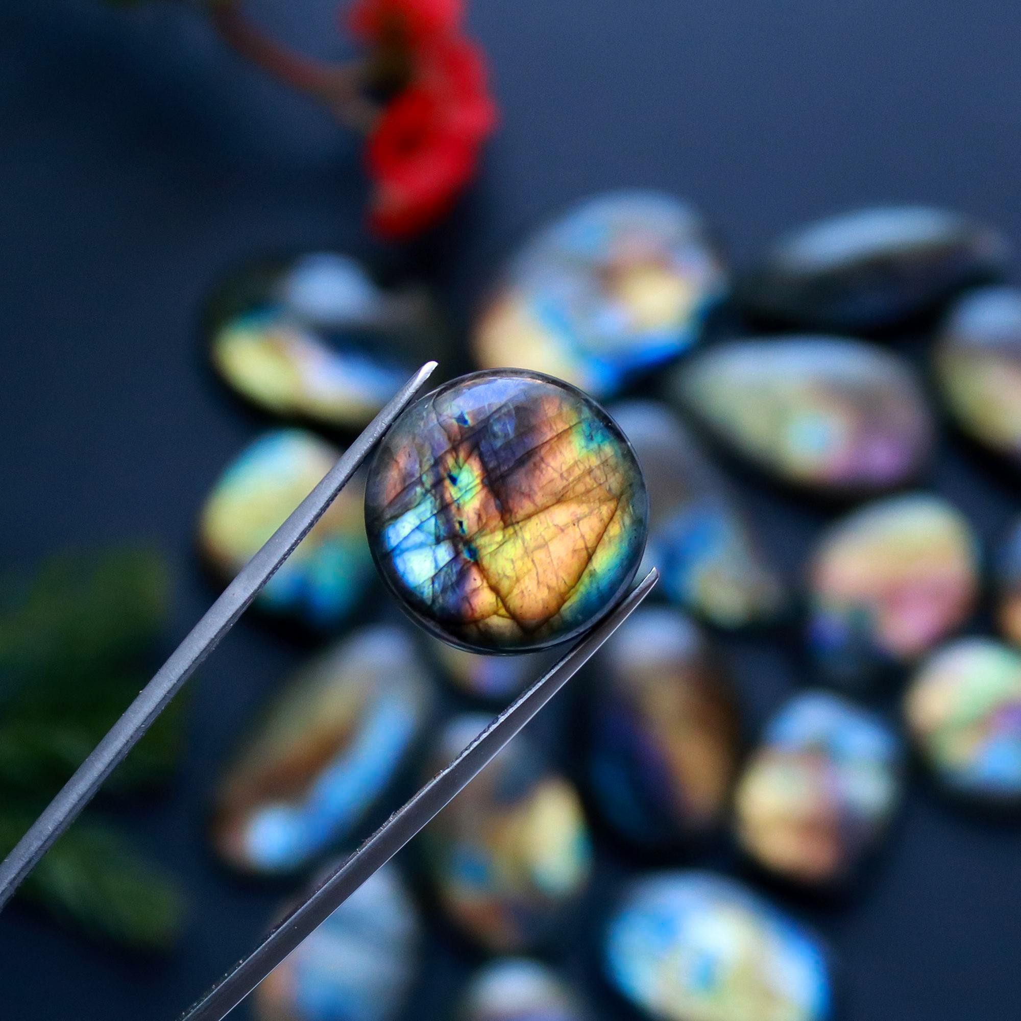 19 Pcs 368 Cts Natural Blue Labradorite Gemstone Cabochon Semi Precious Wholesale Lot Handmade Jewelry Making Supplies Pendant For Her 29x18 15x15mm13851