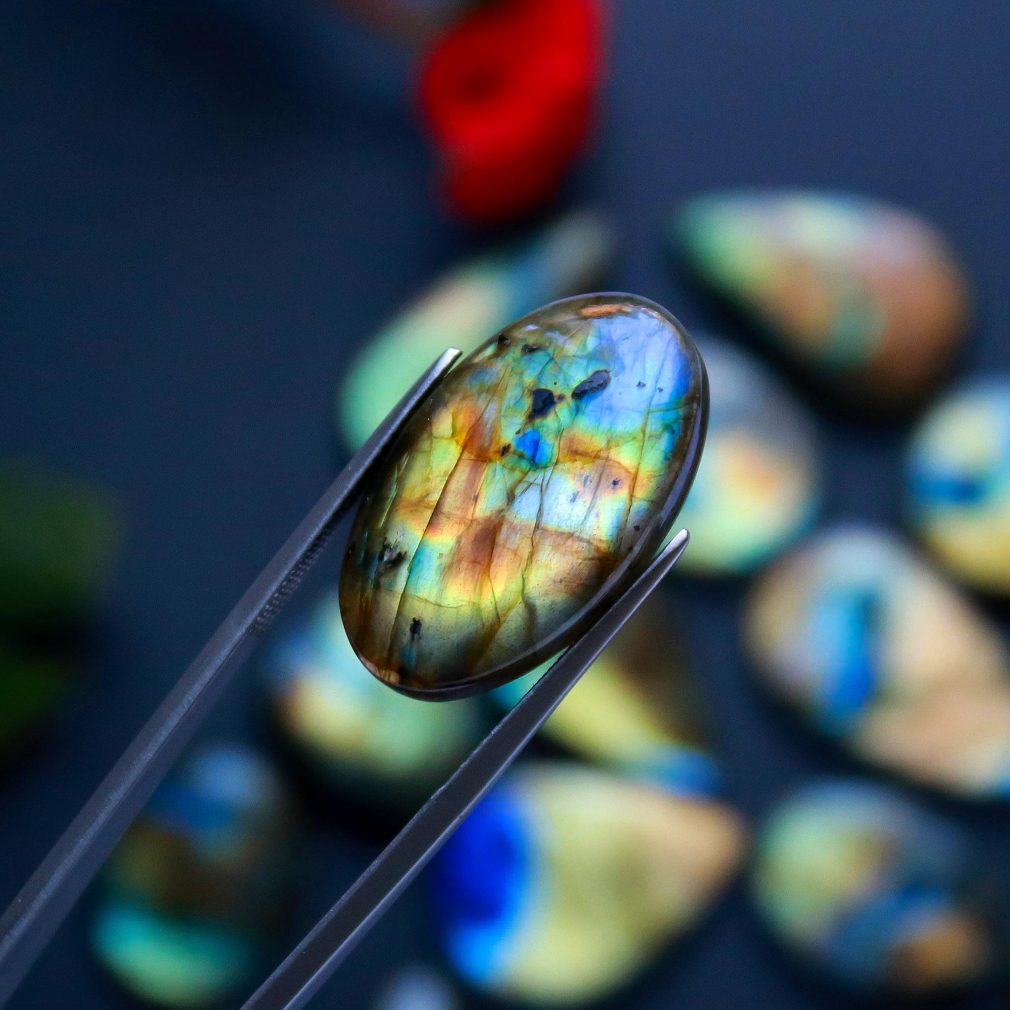 15 Pcs 357 Cts Natural Blue Labradorite Gemstone Cabochon Semi Precious Wholesale Lot Handmade Jewelry Making Supplies Pendant For Her 33x14 21x14mm13852