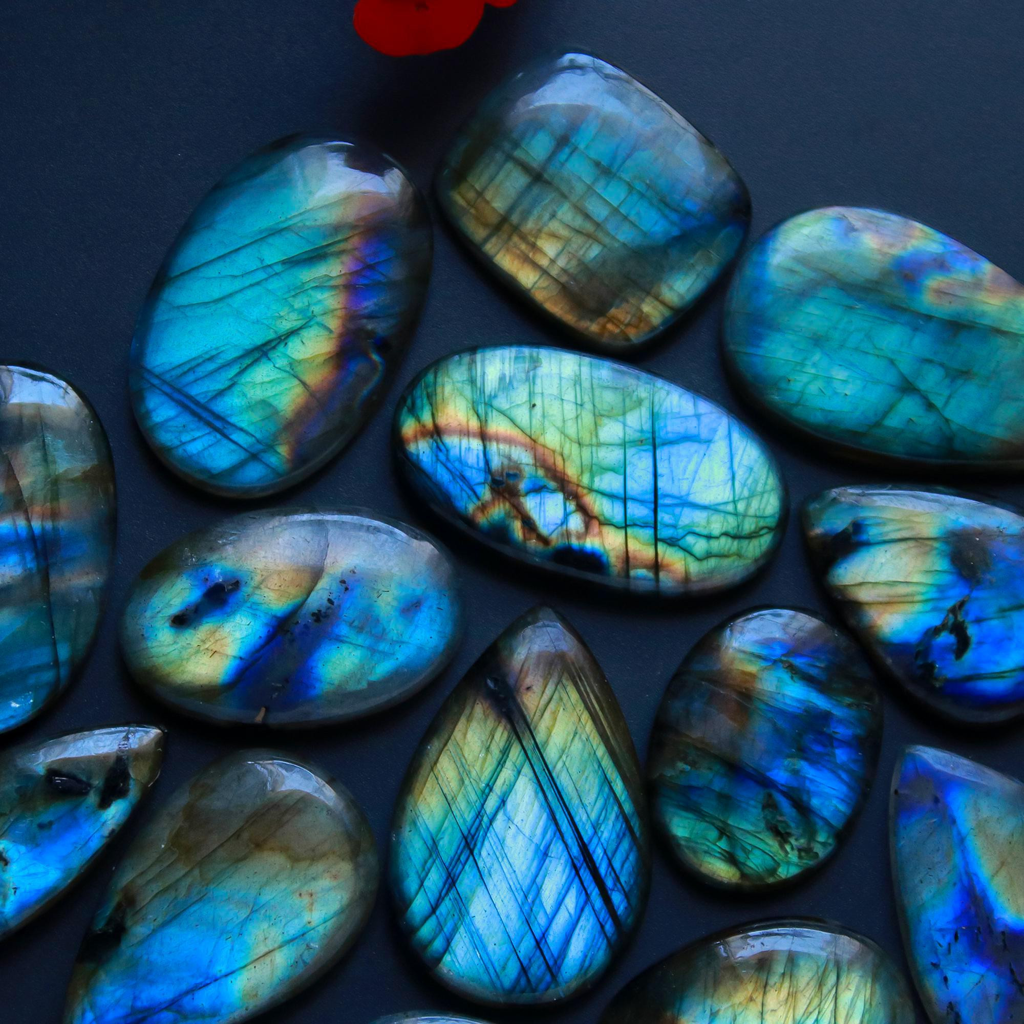 16 Pcs 283 Cts Natural Blue Labradorite Gemstone Cabochon Semi Precious Wholesale Lot Handmade Jewelry Making Supplies Pendant For Her 30x20 17x20mm13854