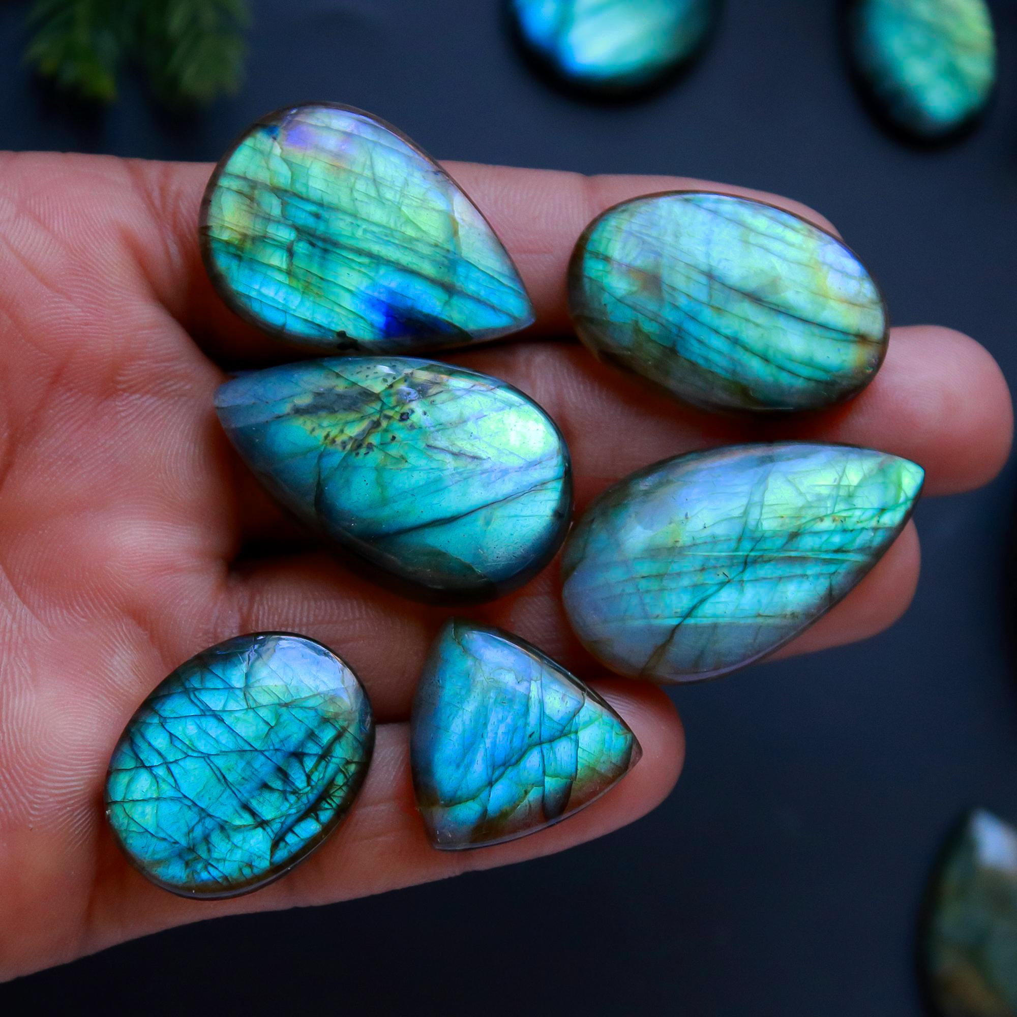 11 Pcs 306 Cts Natural Blue Labradorite Gemstone Cabochon Semi Precious Wholesale Lot Handmade Jewelry Making Supplies Pendant For Her 34x20 15x15mm13859
