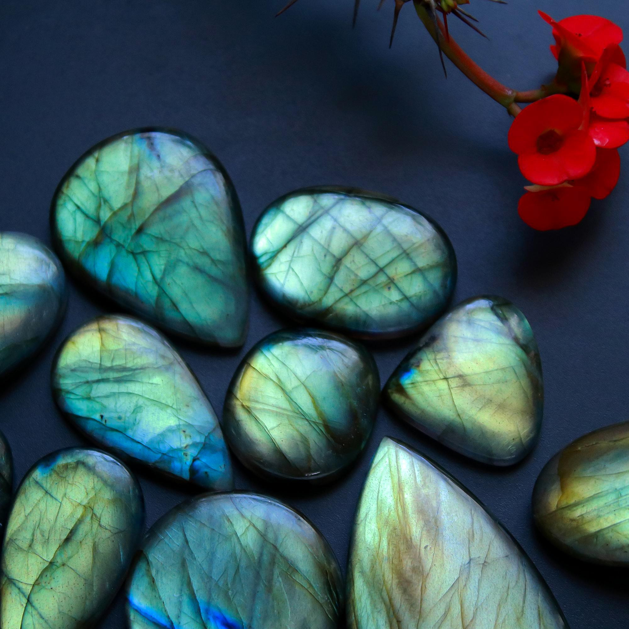 12 Pcs 358 Cts Natural Blue Labradorite Gemstone Cabochon Semi Precious Wholesale Lot Handmade Jewelry Making Supplies Pendant For Her 50x30 20x21 mm13860