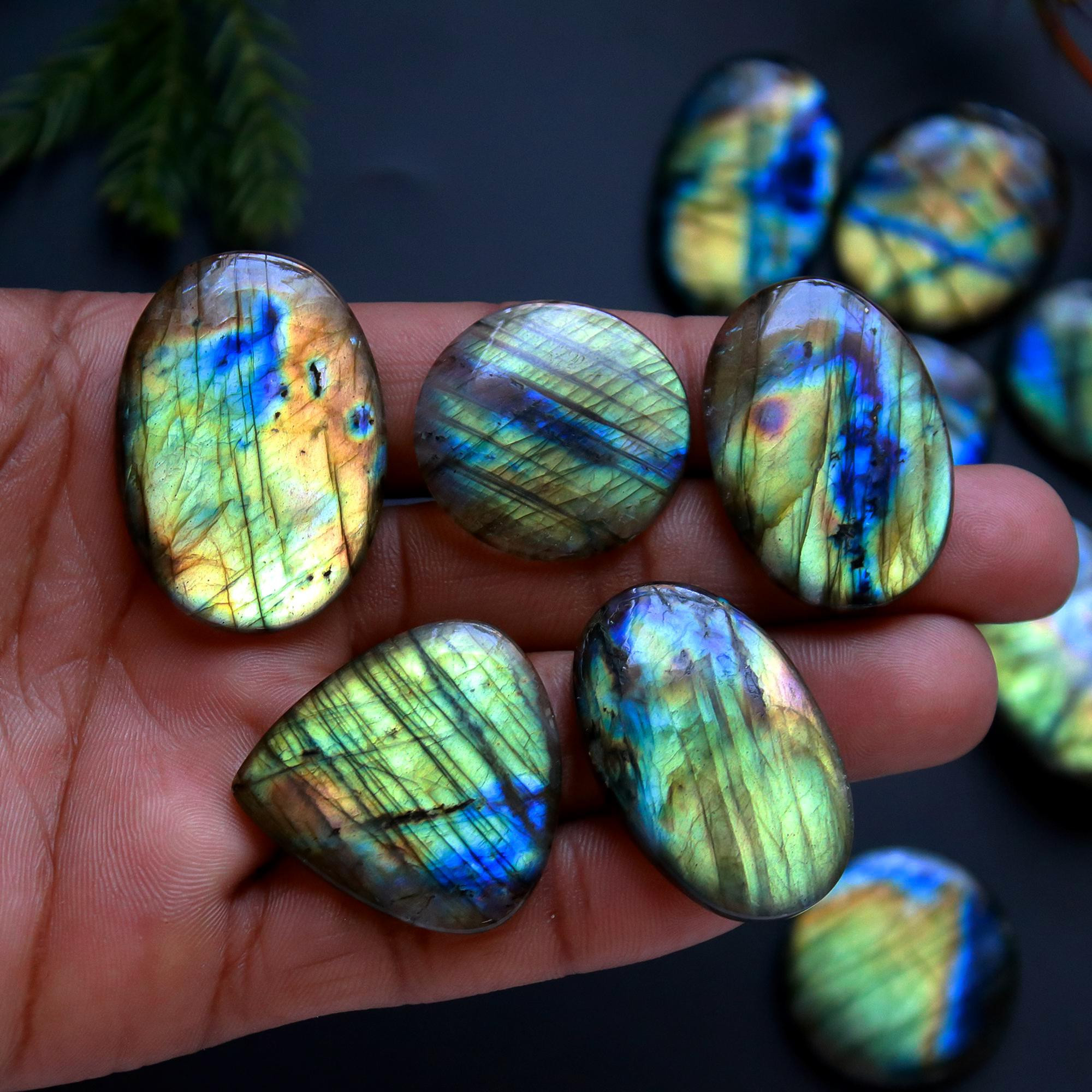 12 Pcs 374 Cts Natural Blue Labradorite Gemstone Cabochon Semi Precious Wholesale Lot Handmade Jewelry Making Supplies Pendant For Her 45x22 27x20 mm13861