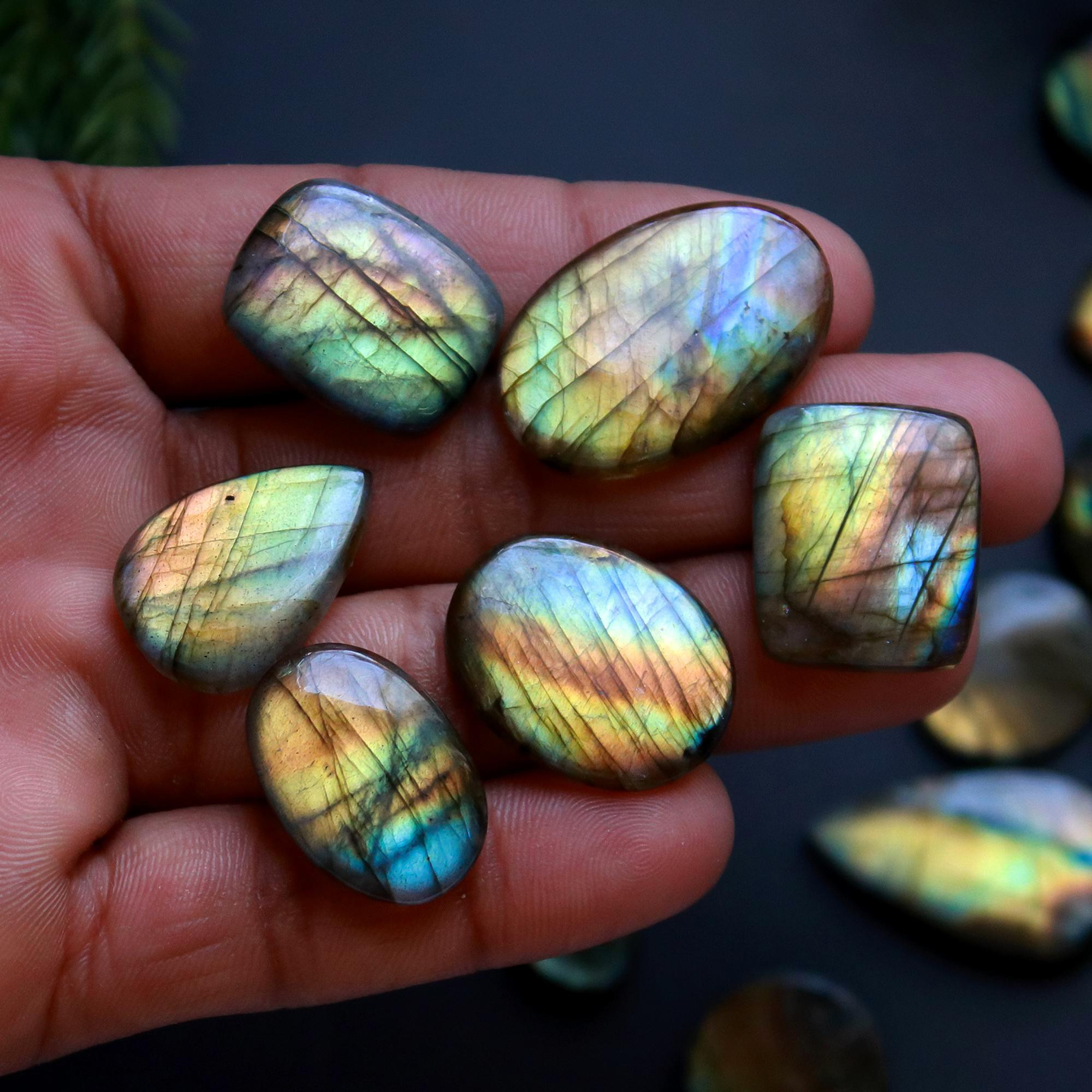 16 Pcs 249 Cts Natural Blue Labradorite Gemstone Cabochon Semi Precious Wholesale Lot Handmade Jewelry Making Supplies Pendant For Her 30x18 15x10 mm13862