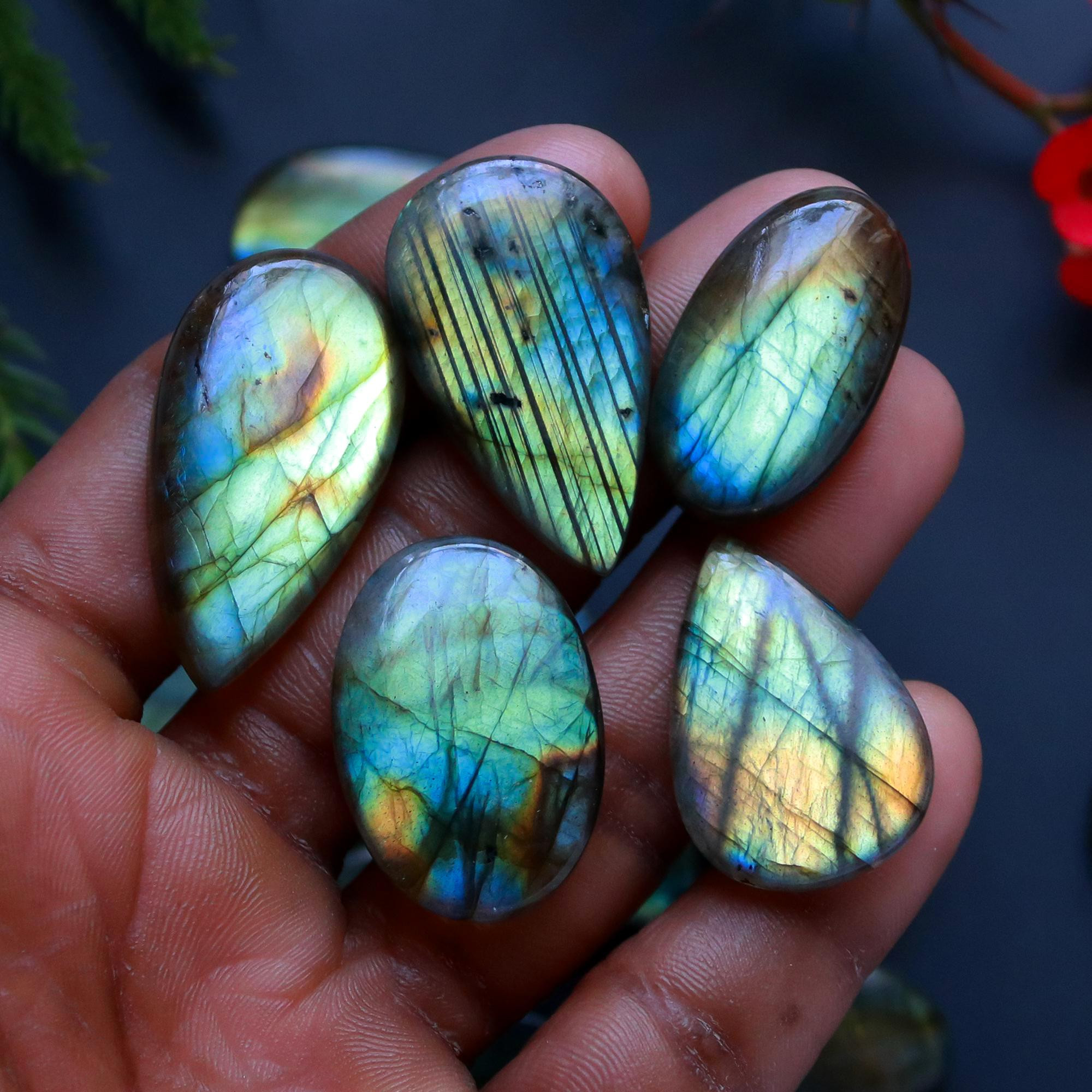 20 Pcs 408 Cts Natural Blue Labradorite Gemstone Cabochon Semi Precious Wholesale Lot Handmade Jewelry Making Supplies Pendant For Her 34x18 16x16 mm13863
