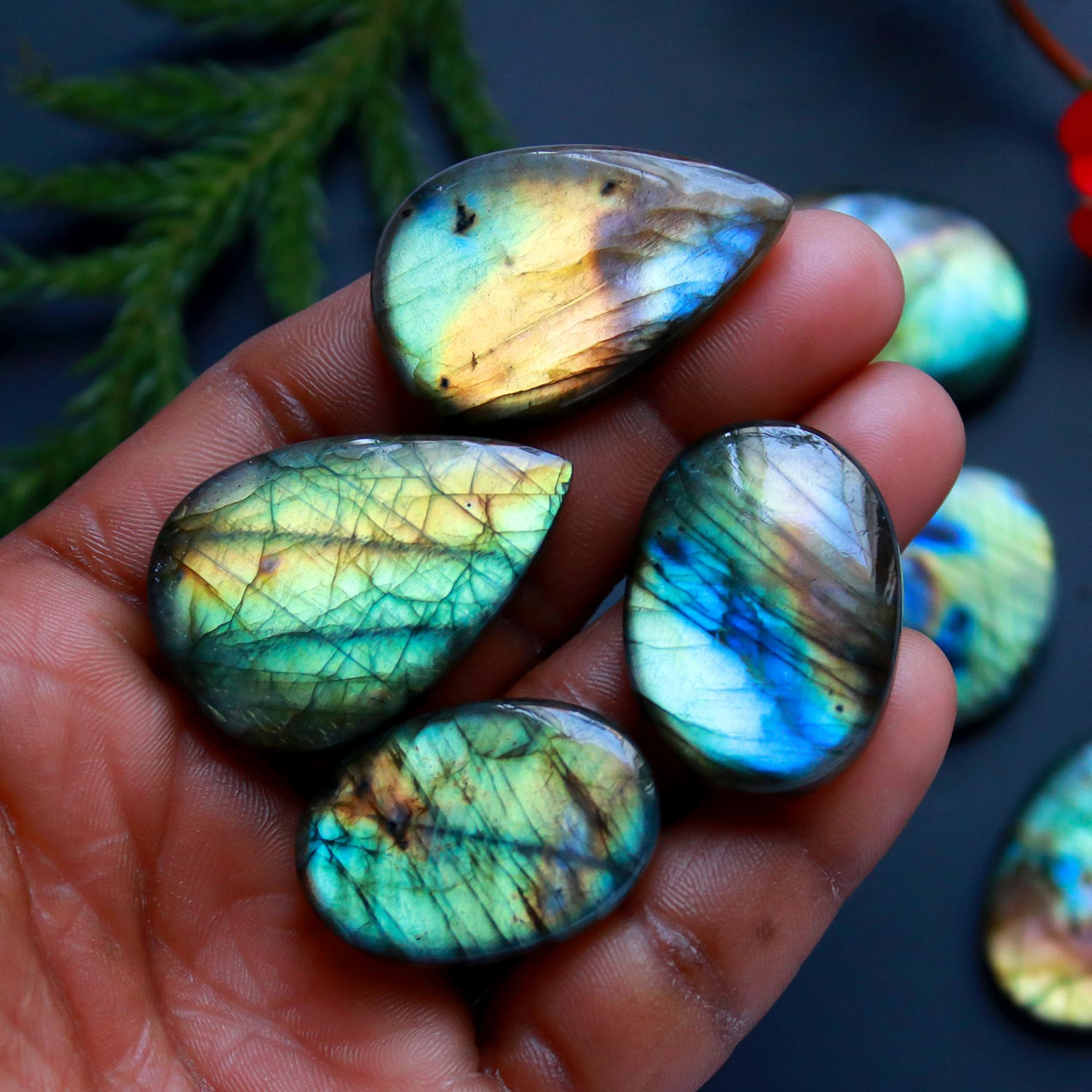 12 Pcs 376 Cts Natural Blue Labradorite Gemstone Cabochon Semi Precious Wholesale Lot Handmade Jewelry Making Supplies Pendant For Her 35x23 20x20 mm13864