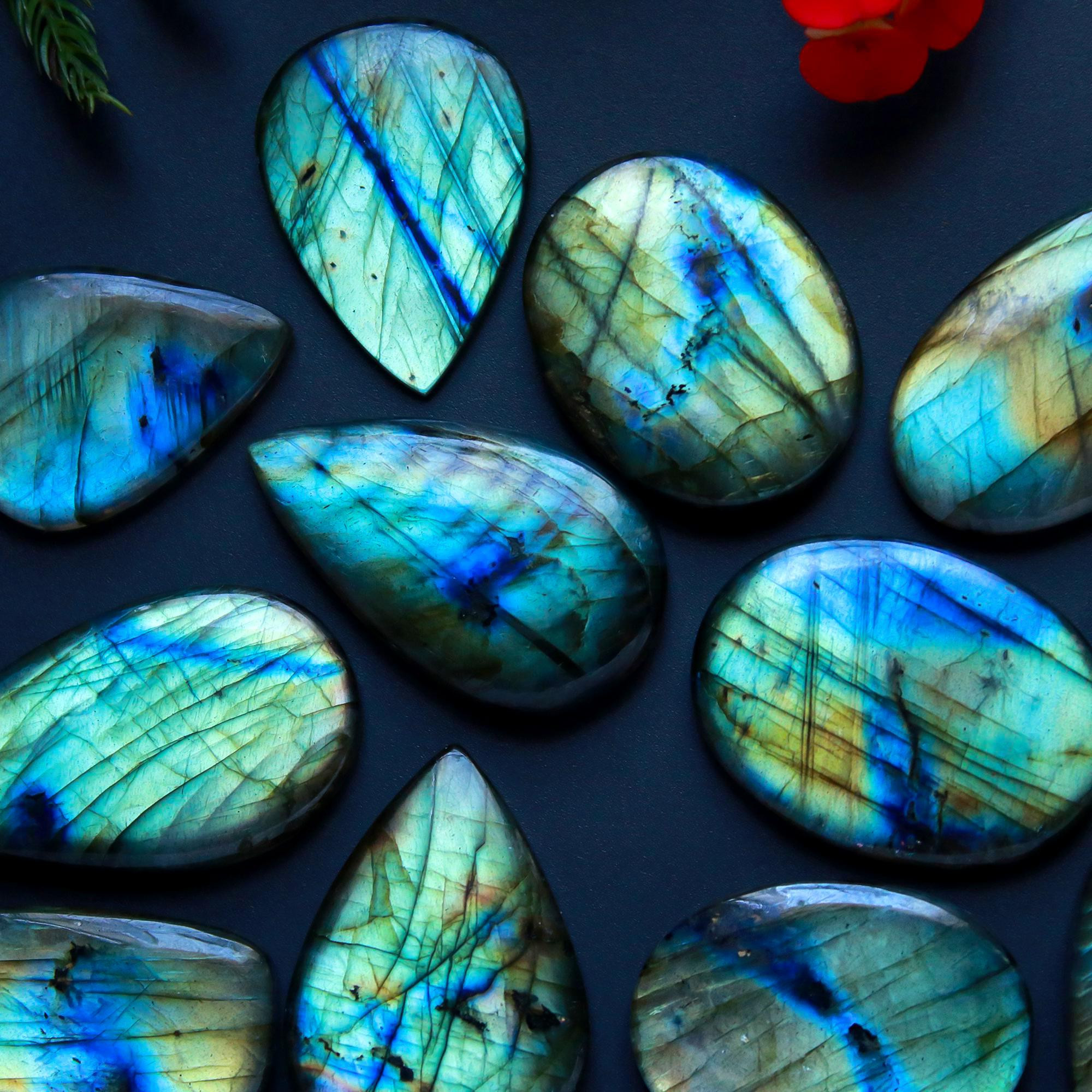 16 Pcs 468 Cts Natural Blue Labradorite Gemstone Cabochon Semi Precious Wholesale Lot Handmade Jewelry Making Supplies Pendant For Her 20x22 36x20 mm13865