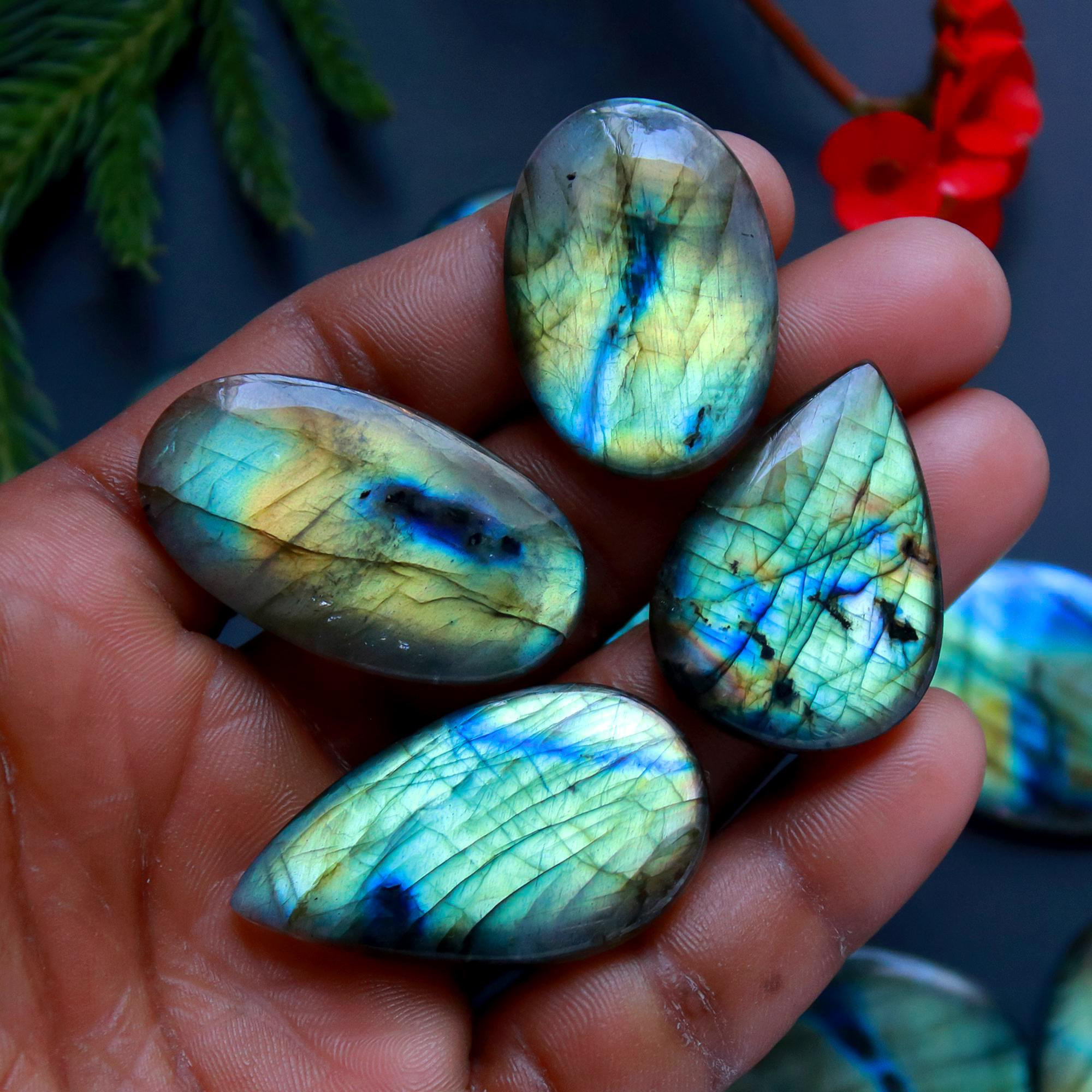 16 Pcs 468 Cts Natural Blue Labradorite Gemstone Cabochon Semi Precious Wholesale Lot Handmade Jewelry Making Supplies Pendant For Her 20x22 36x20 mm13865