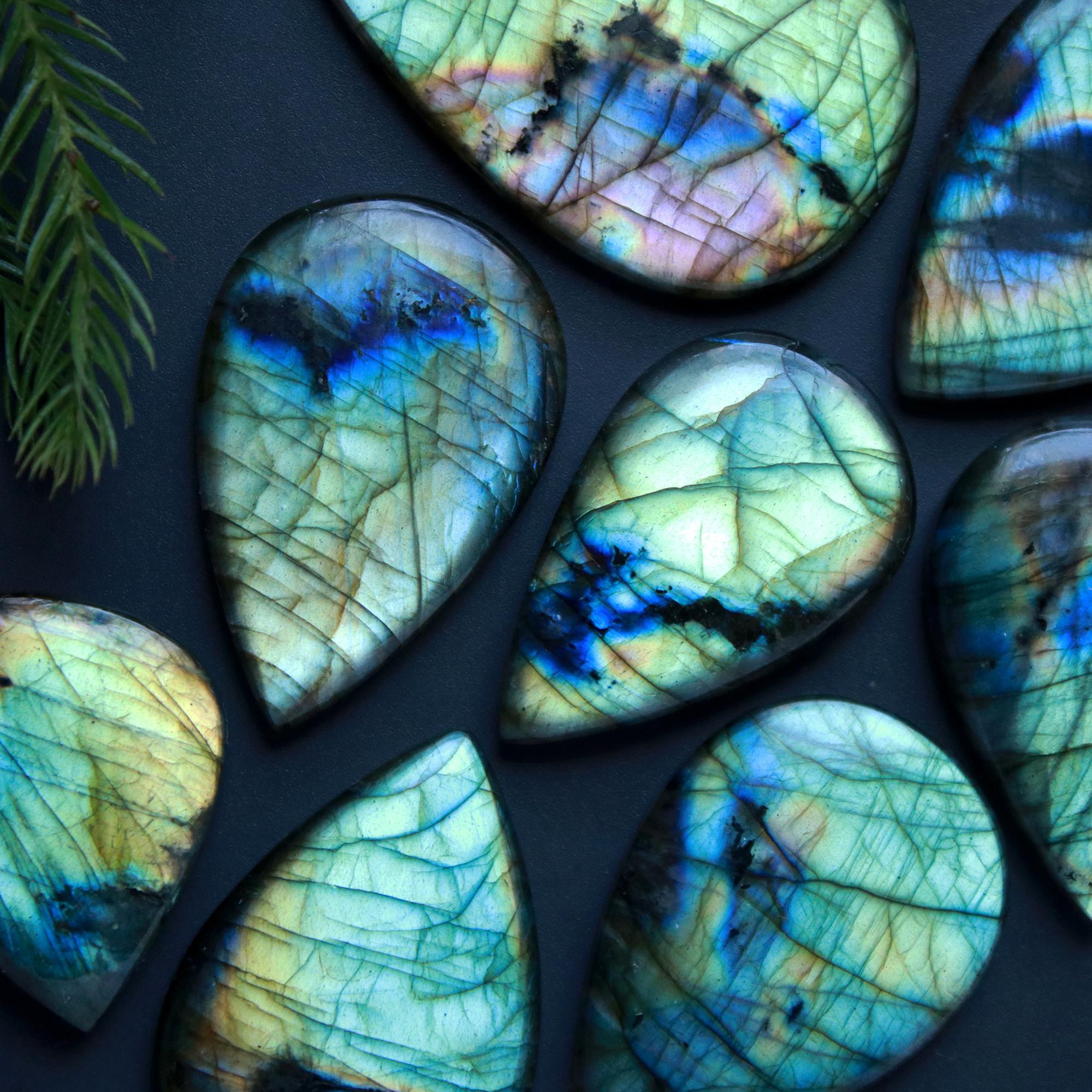 8 Pcs 362 Cts Natural Blue Labradorite Gemstone Cabochon Semi Precious Wholesale Lot Handmade Jewelry Making Supplies Pendant For Her 50x30 30x25 mm13866
