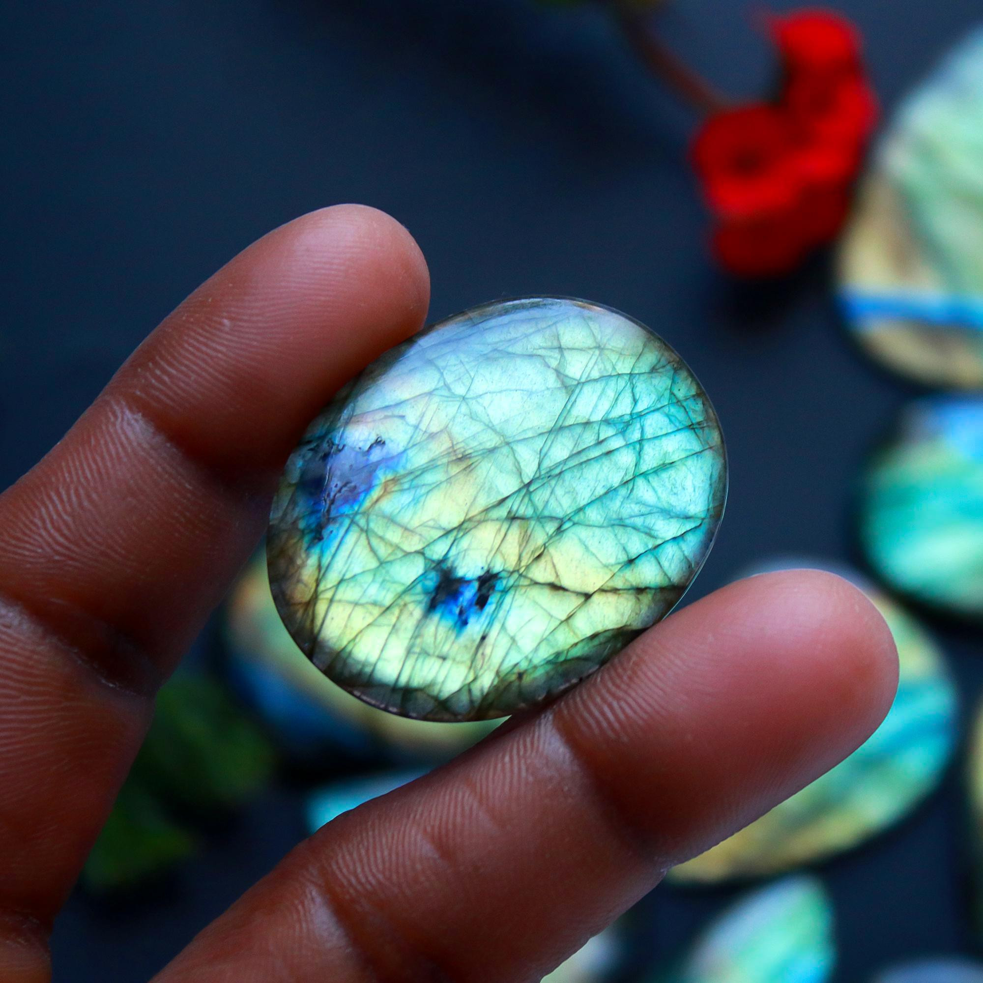 9 Pcs 413 Cts Natural Blue Labradorite Gemstone Cabochon Semi Precious Wholesale Lot Handmade Jewelry Making Supplies Pendant For Her 50x25 33x25 mm13867