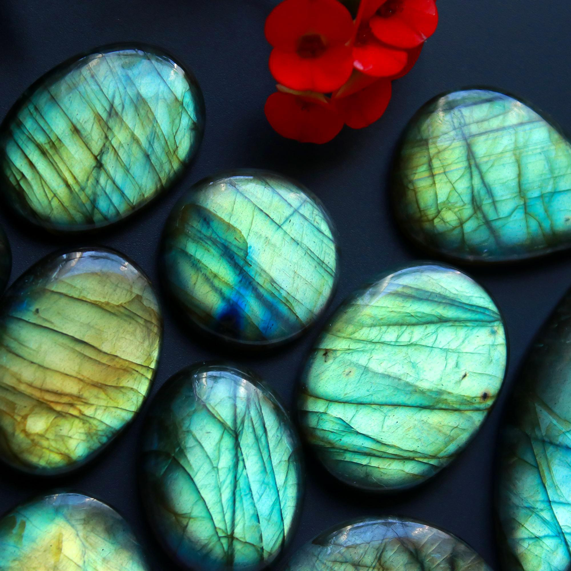12 Pcs 345 Cts Natural Blue Labradorite Gemstone Cabochon Semi Precious Wholesale Lot Handmade Jewelry Making Supplies Pendant For Her 50x13 20x20 mm13869