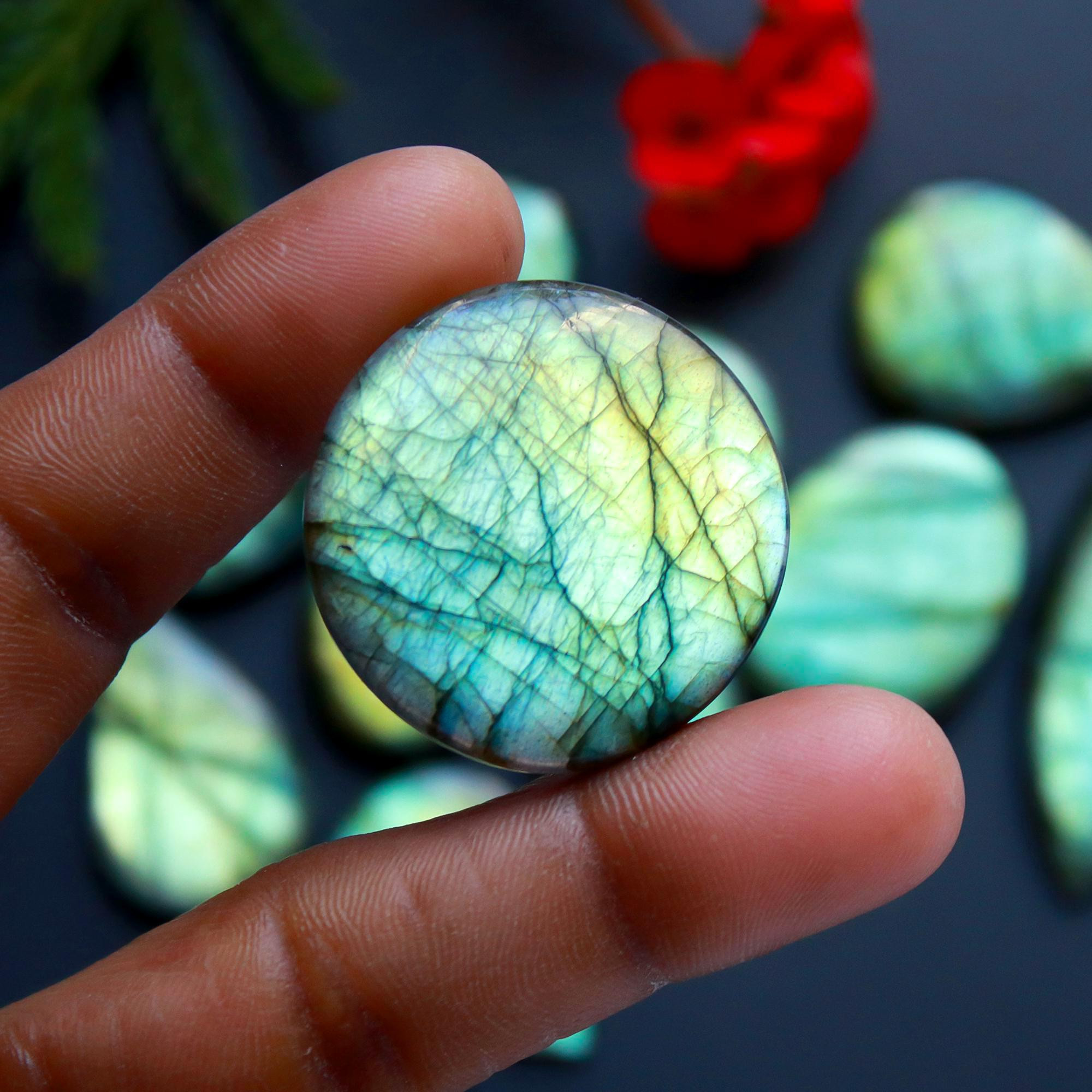 12 Pcs 345 Cts Natural Blue Labradorite Gemstone Cabochon Semi Precious Wholesale Lot Handmade Jewelry Making Supplies Pendant For Her 50x13 20x20 mm13869