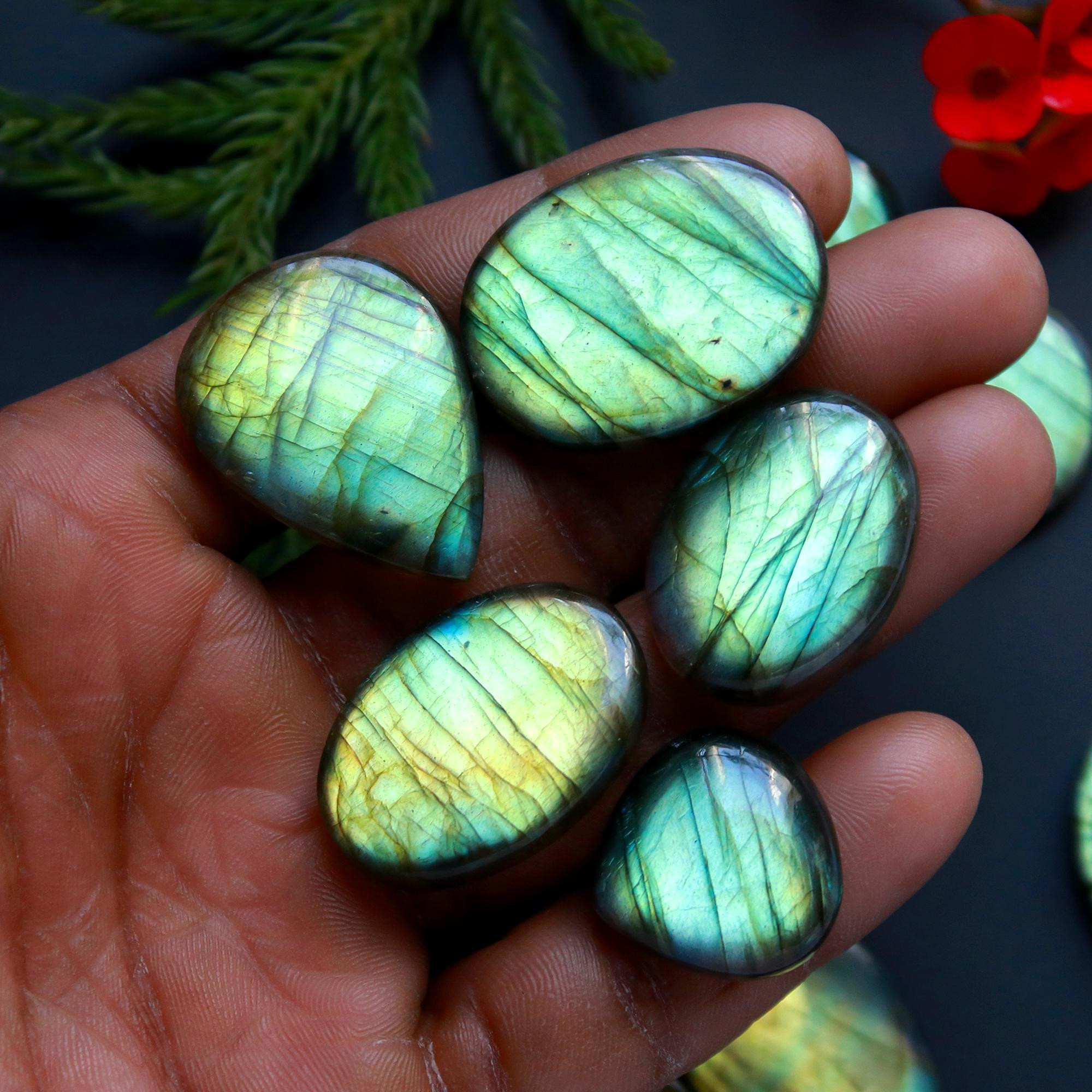 12 Pcs 345 Cts Natural Blue Labradorite Gemstone Cabochon Semi Precious Wholesale Lot Handmade Jewelry Making Supplies Pendant For Her 50x13 20x20 mm13869