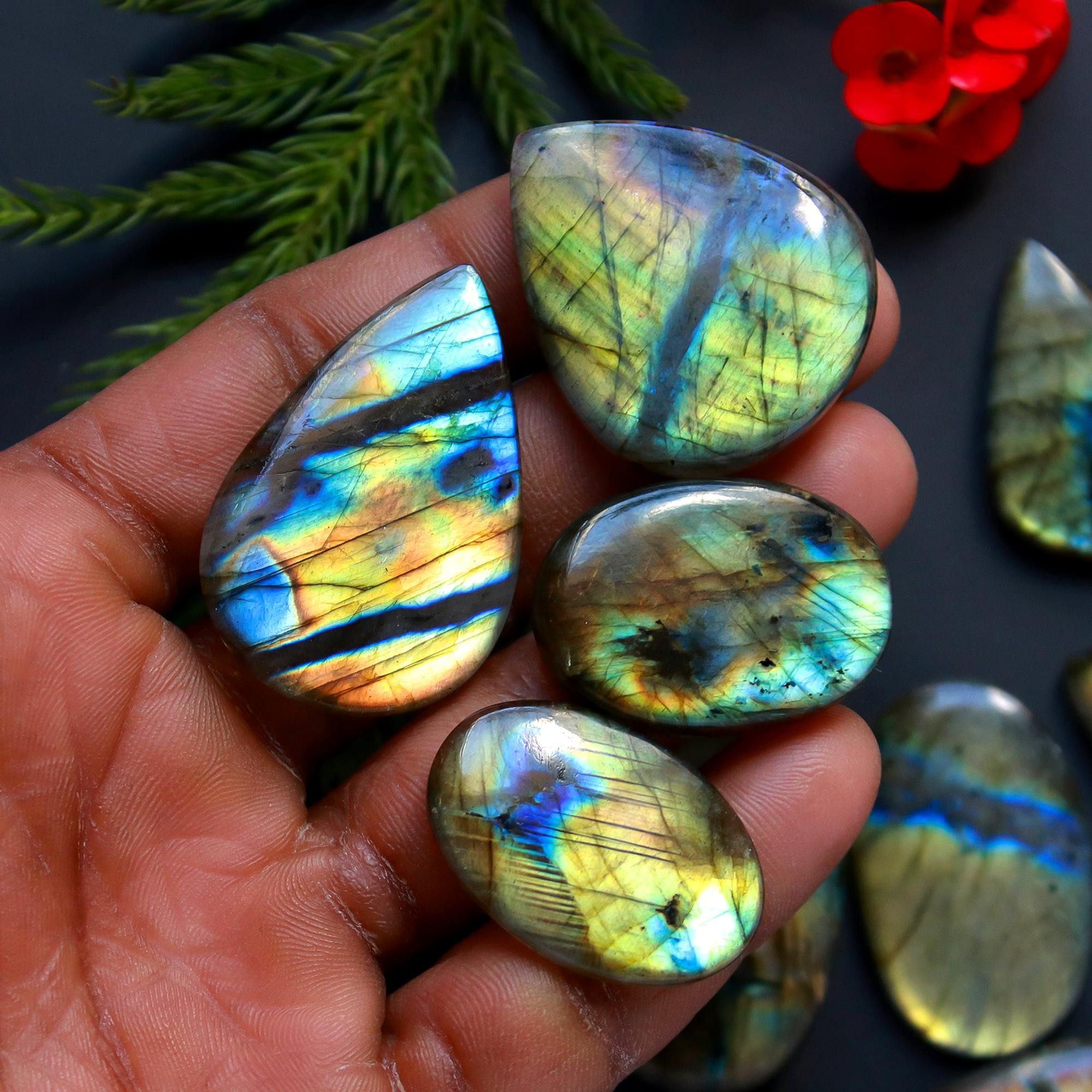 13 Pcs 399 Cts Natural Blue Labradorite Gemstone Cabochon Semi Precious Wholesale Lot Handmade Jewelry Making Supplies Pendant For Her 40x25 30x22 mm13870
