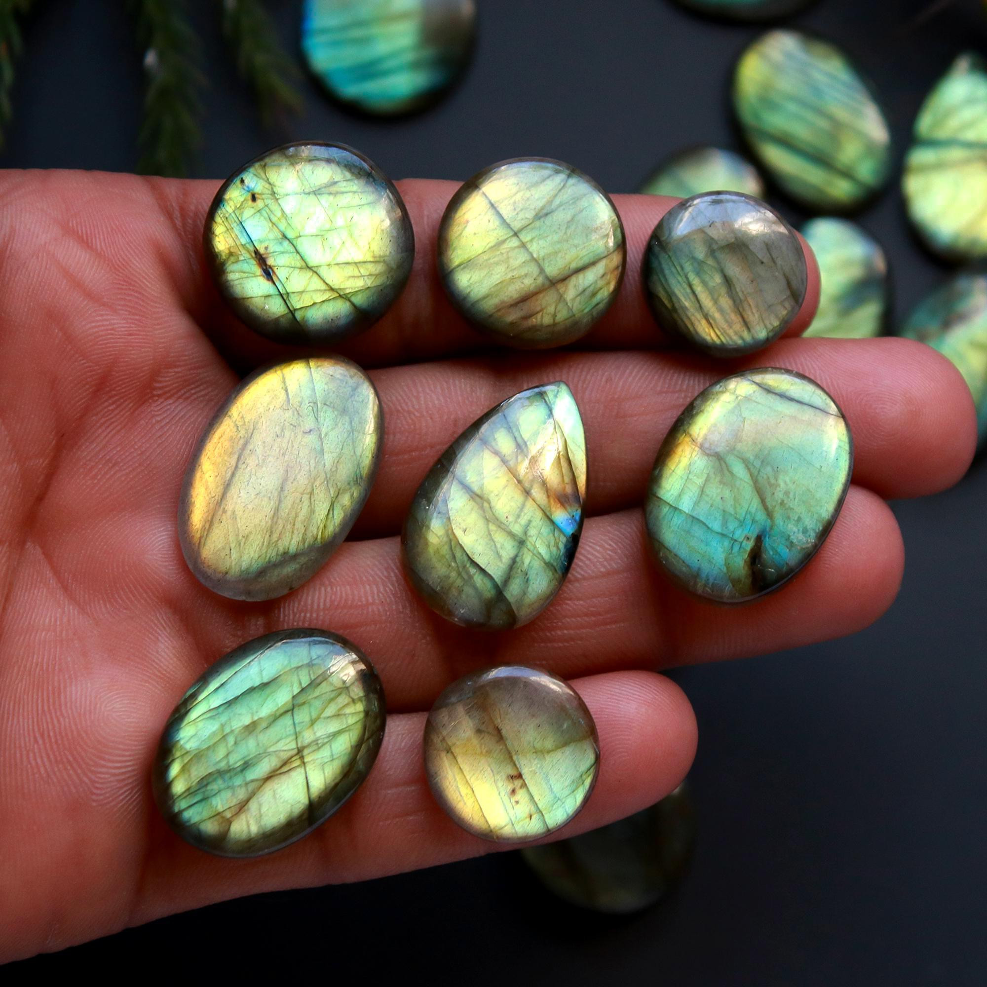 24 Pcs 362 Cts Natural Blue Labradorite Gemstone Cabochon Semi Precious Wholesale Lot Handmade Jewelry Making Supplies Pendant For Her 25x20 19x12 mm13871
