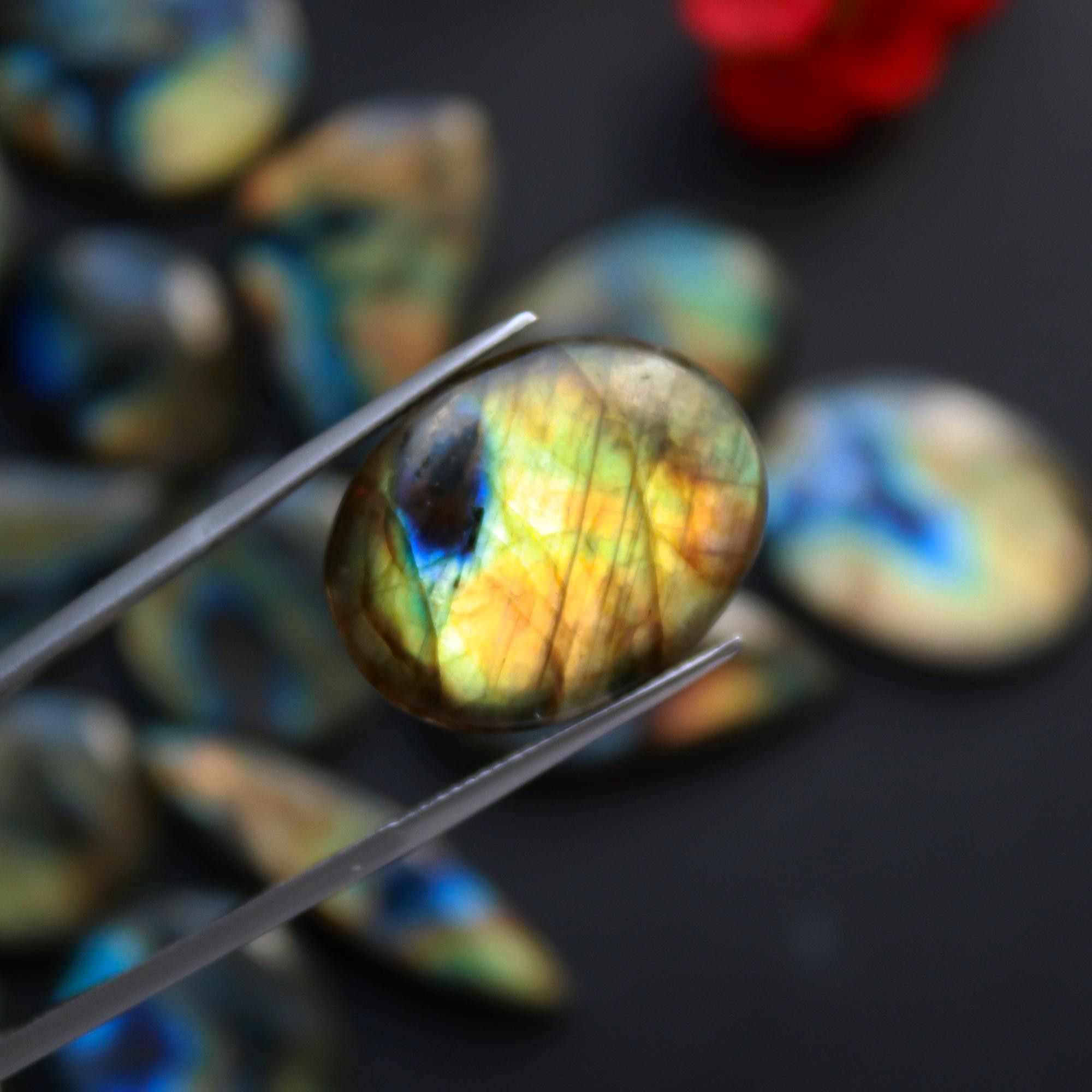 19 Pcs 319 Cts Natural Blue Labradorite Gemstone Cabochon Semi Precious Wholesale Lot Handmade Jewelry Making Supplies Pendant For Her 51x9 19x10 mm13874